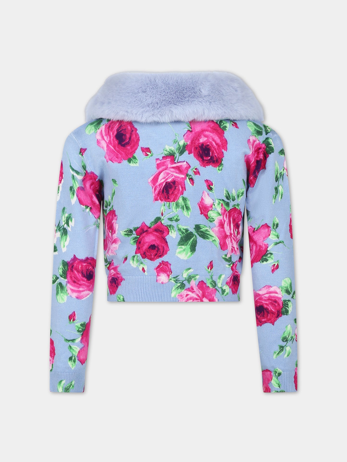 Light blue cardigan for girl with logo