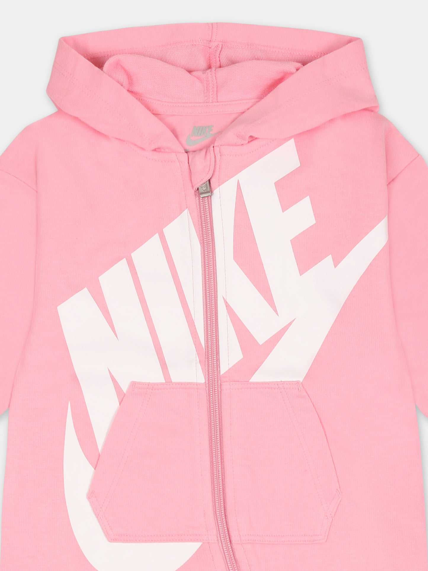 Pink jumsuit for baby girl with logo