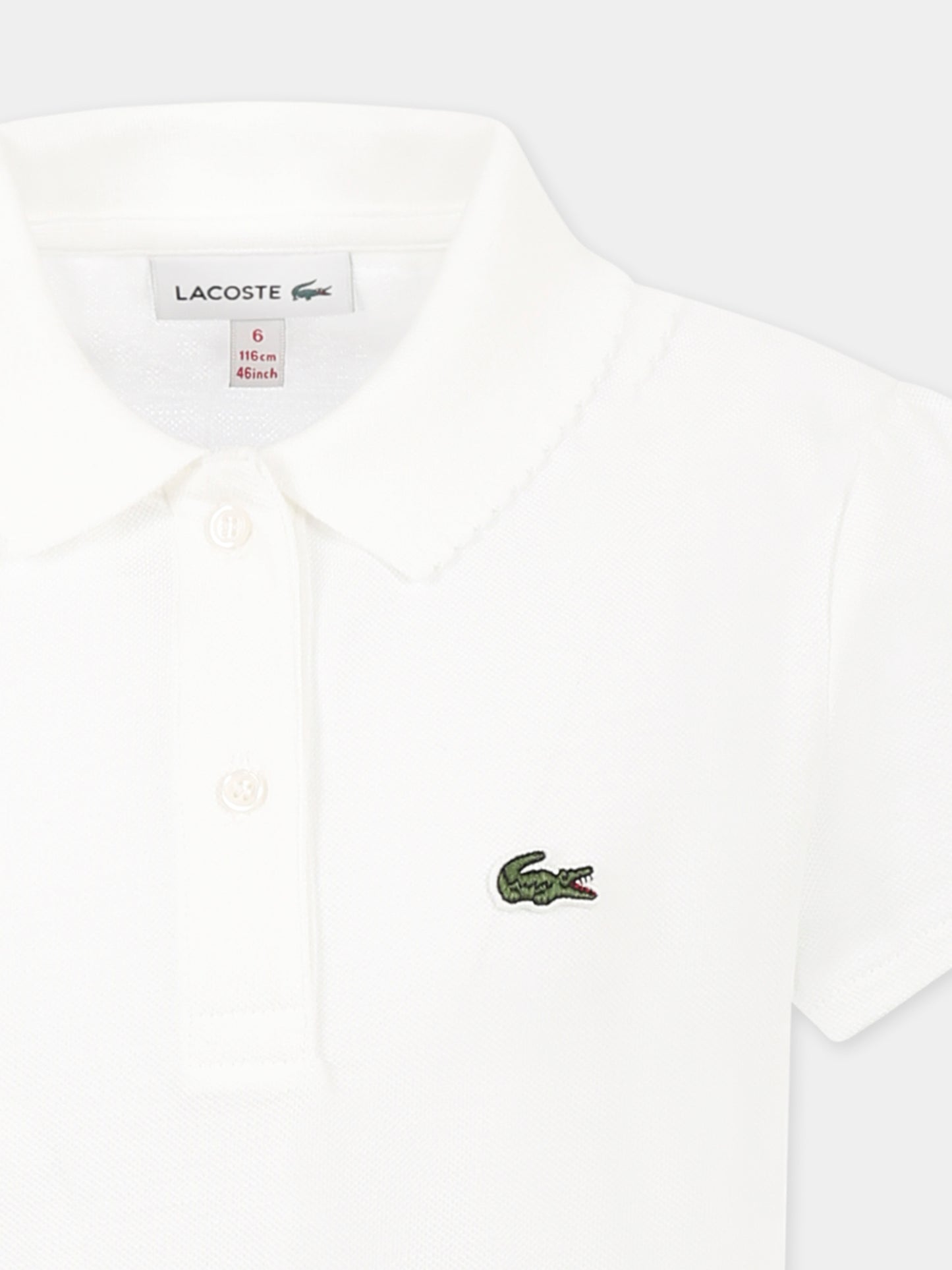 Polo bianca per bambino con coccodrillo,Lacoste,PJ3594 001