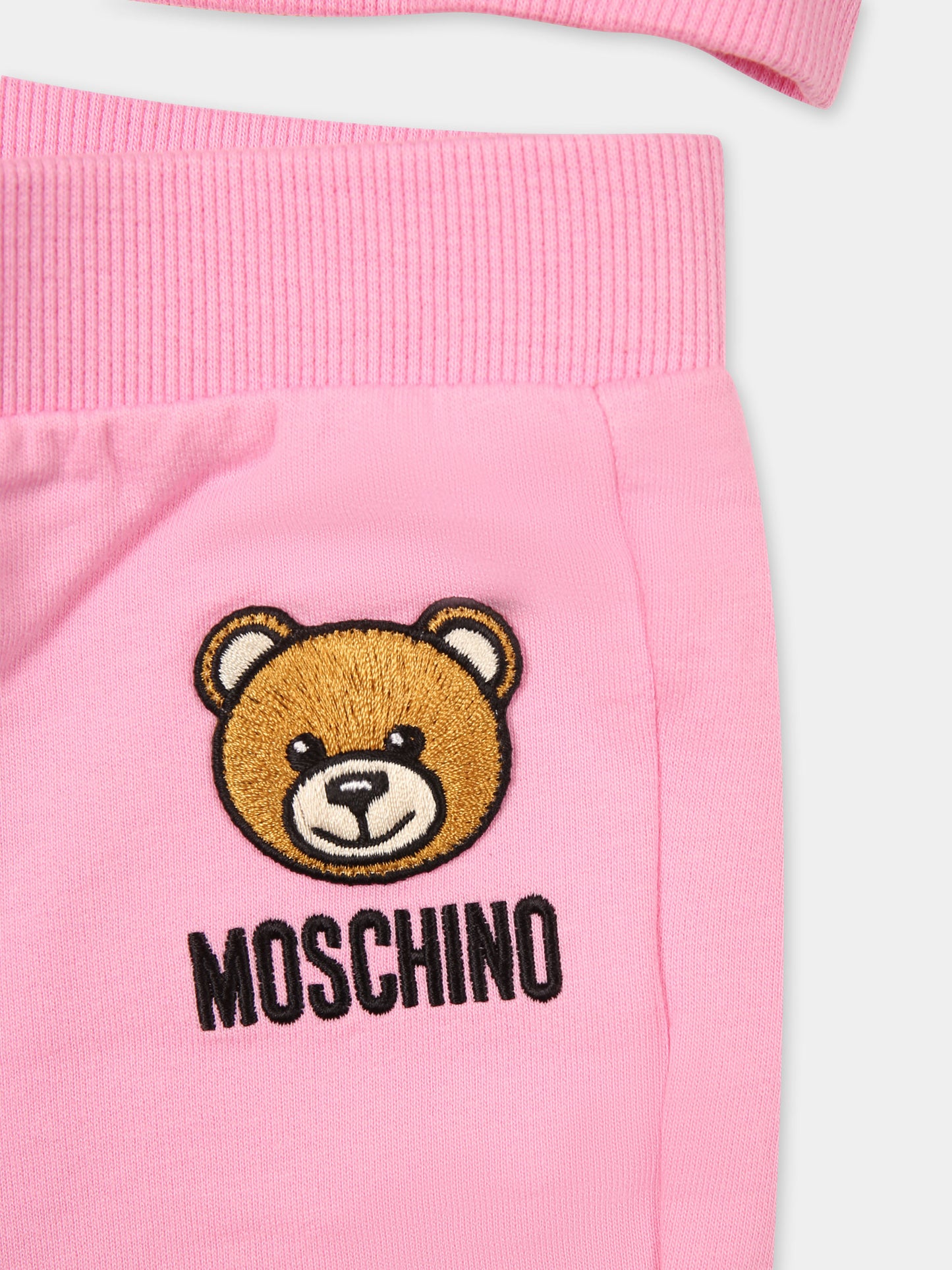 Completo rosa per neonata con Teddy Bear,Moschino Kids,MUK04P LCA74 50206