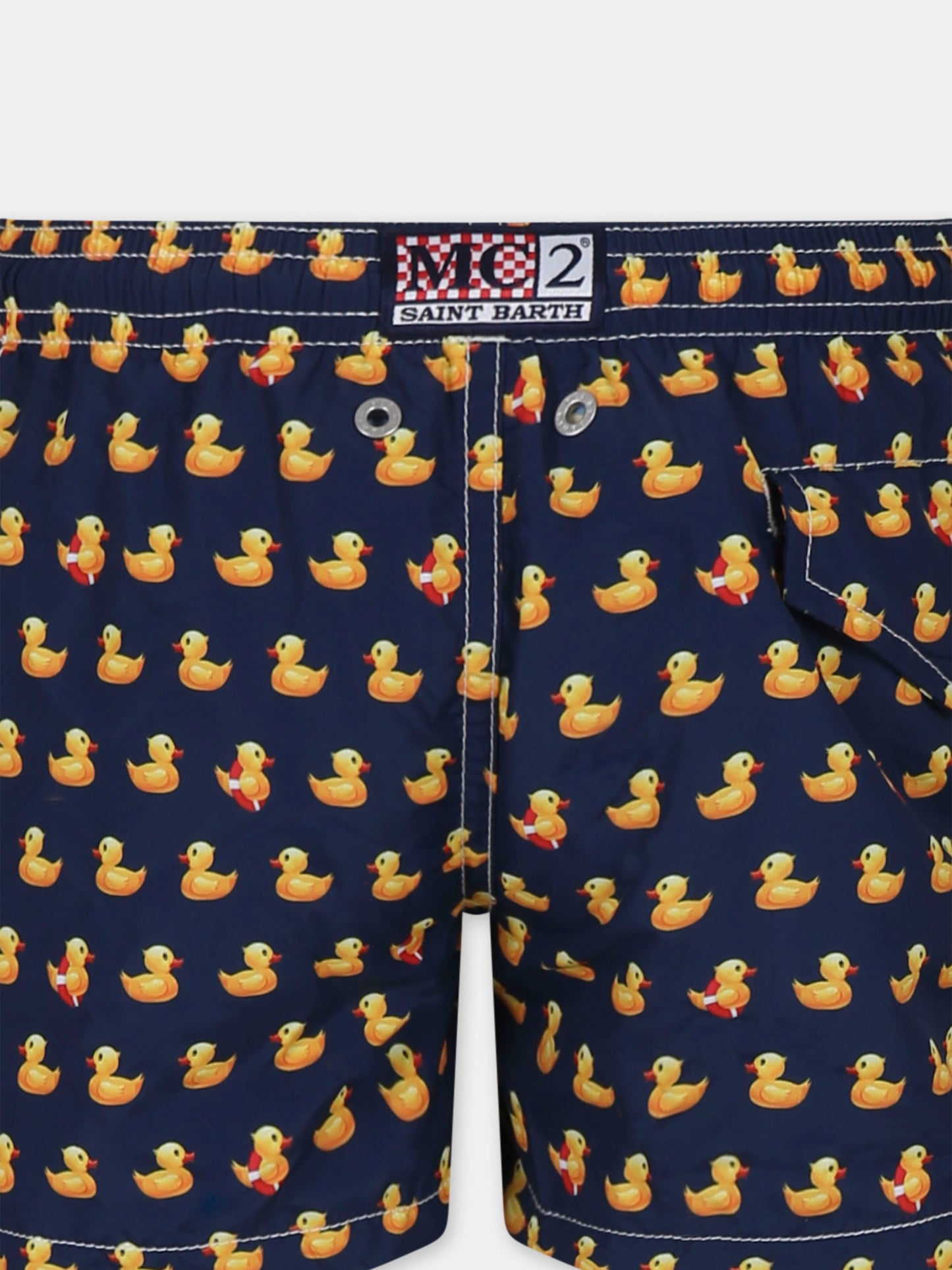Blue swim shorts for boy with duck