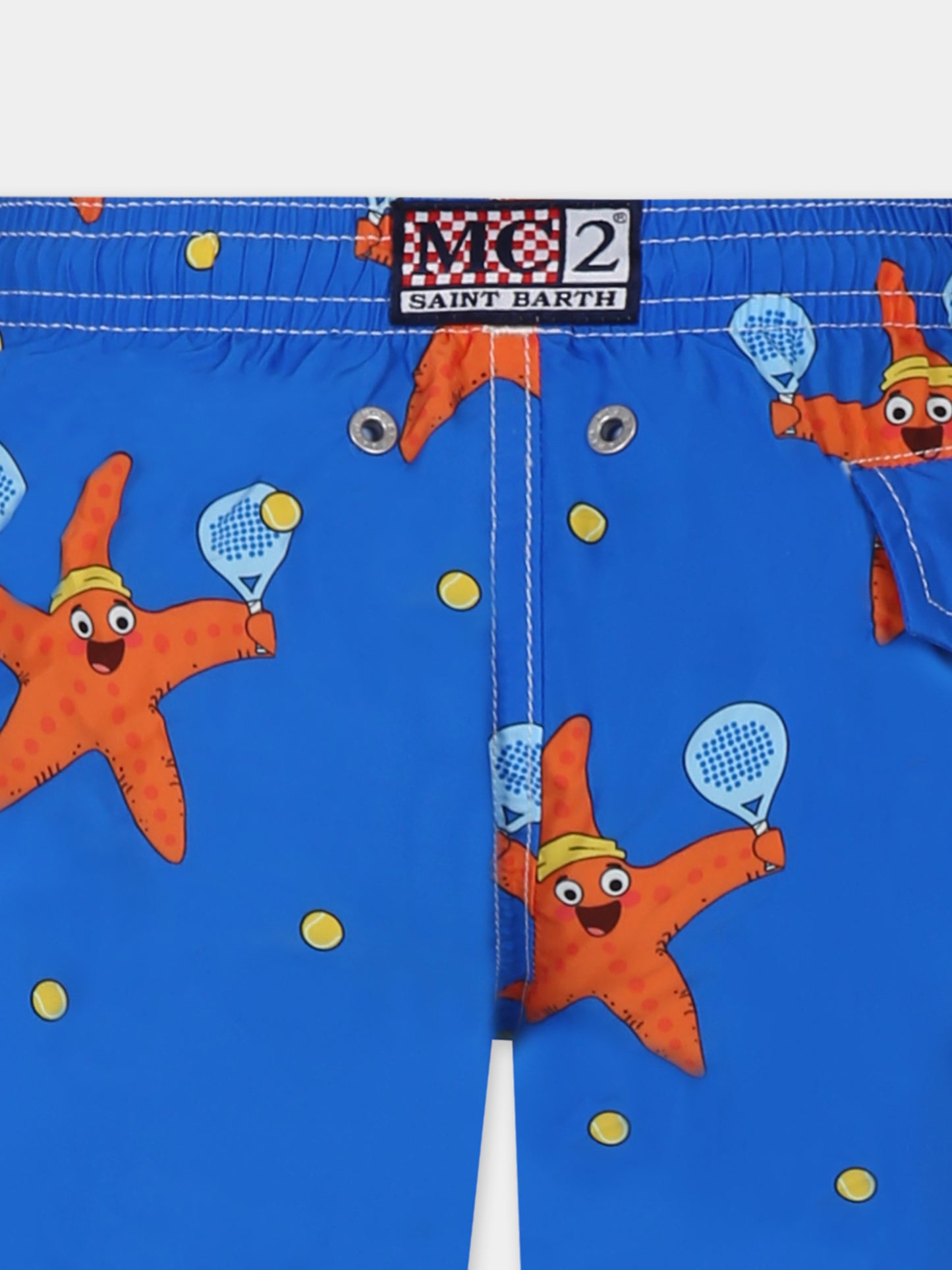 Blue swim shorts for boy with starfish