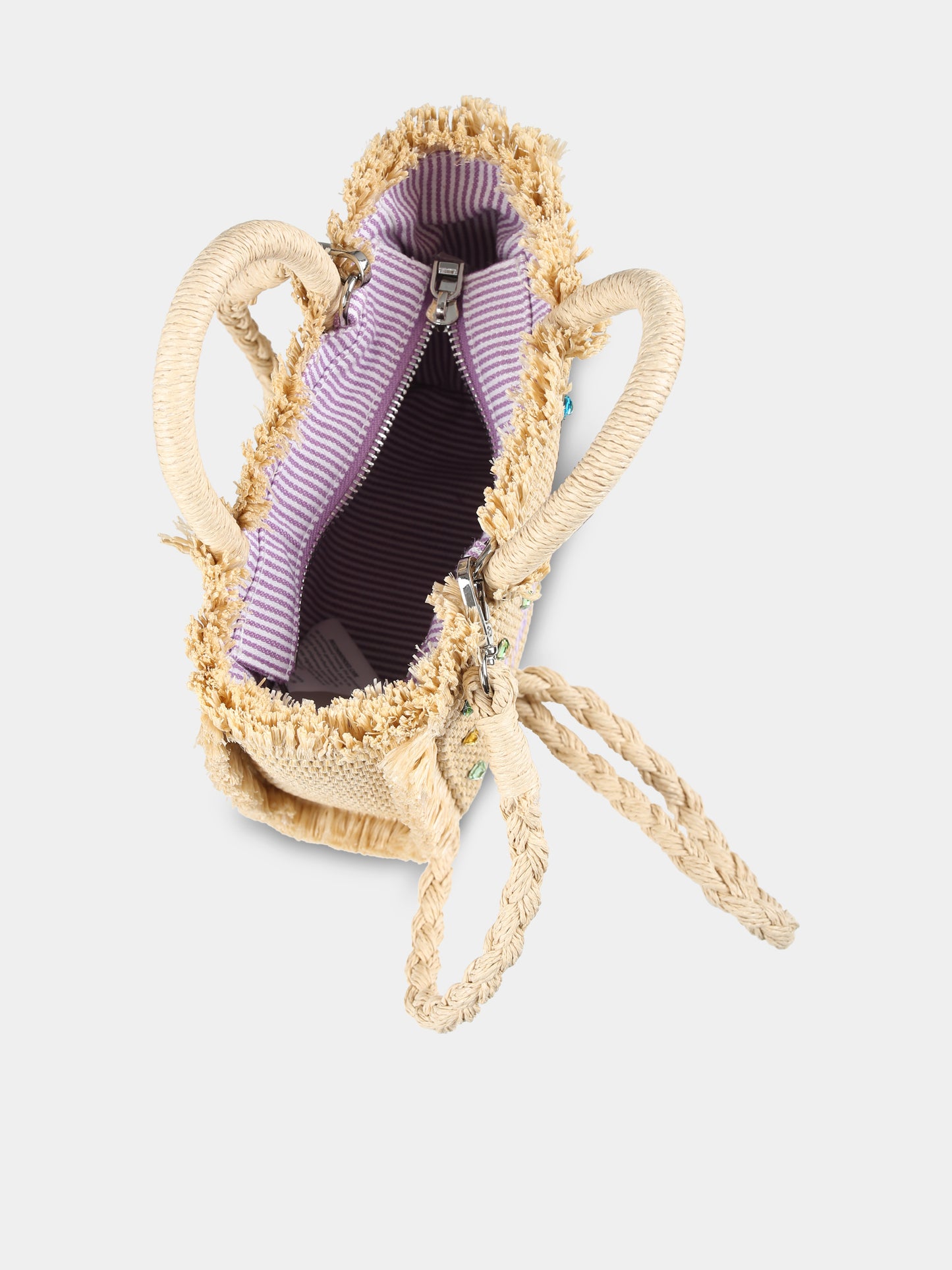 Borsa Vanity Mini beige per bambina con logo e cristalli,Mc2 Saint Barth,VAMI009 01509H