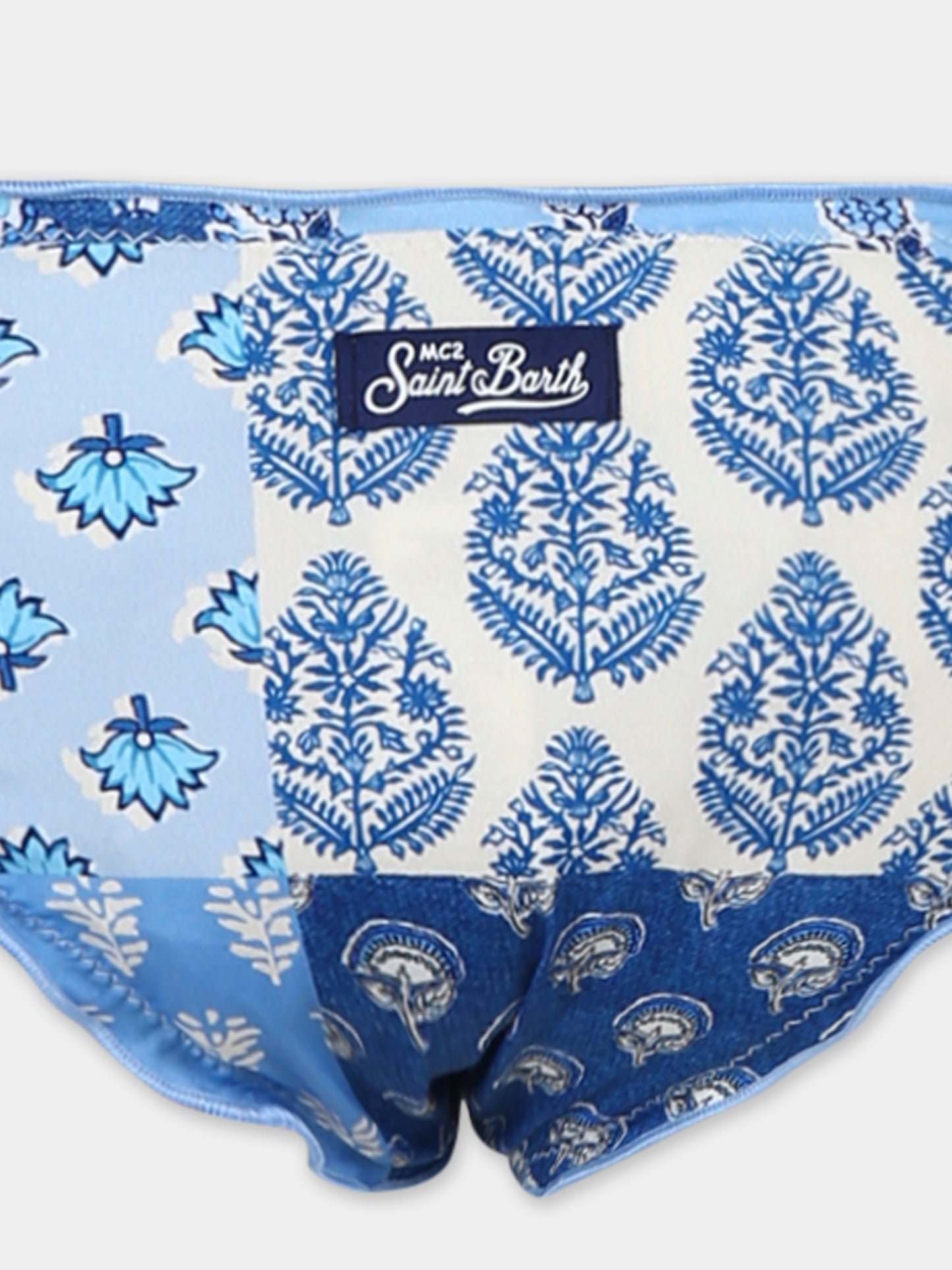 Light blue bikini for girl with floral print