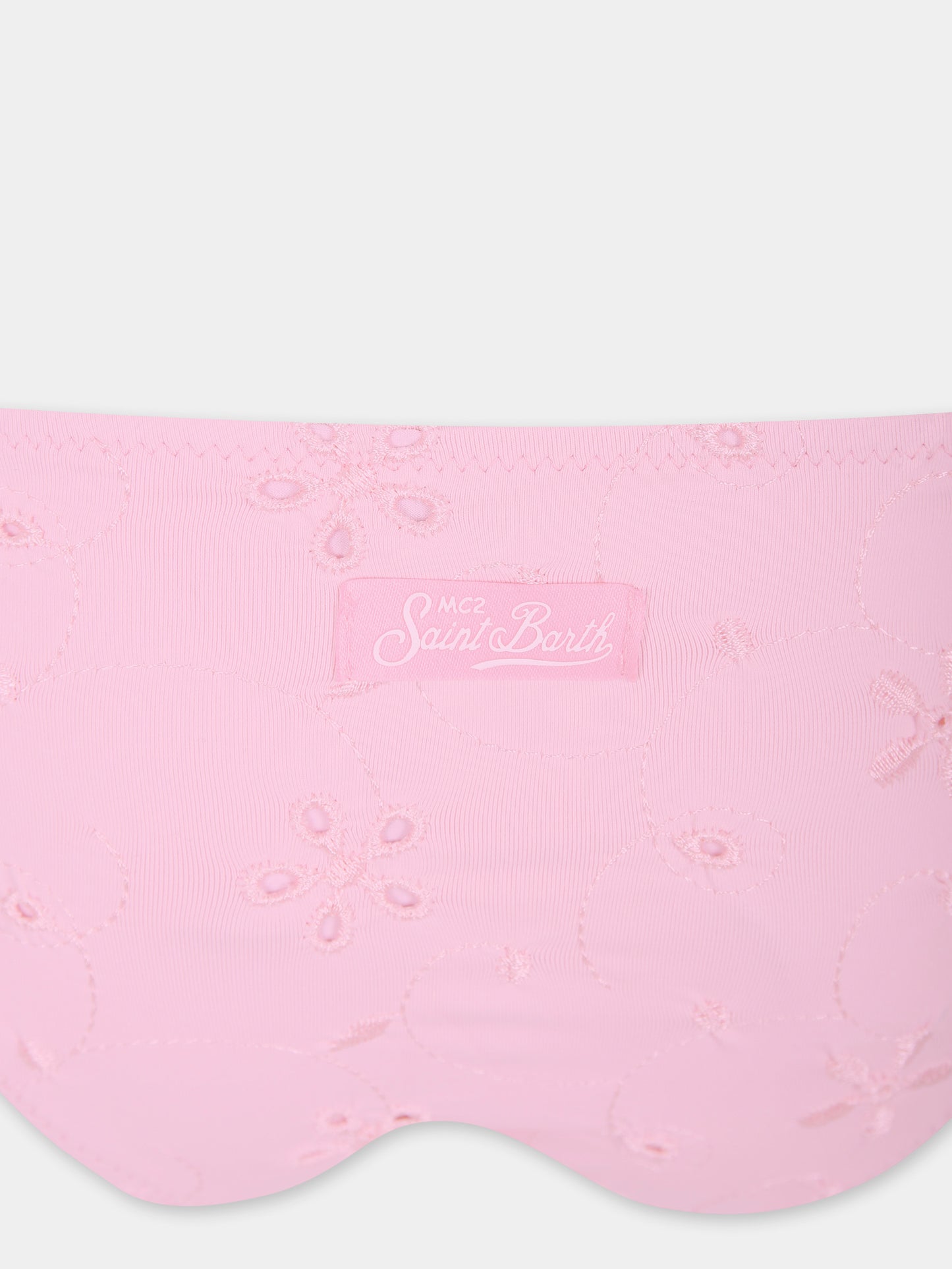 Pink bikini for girl with flowers