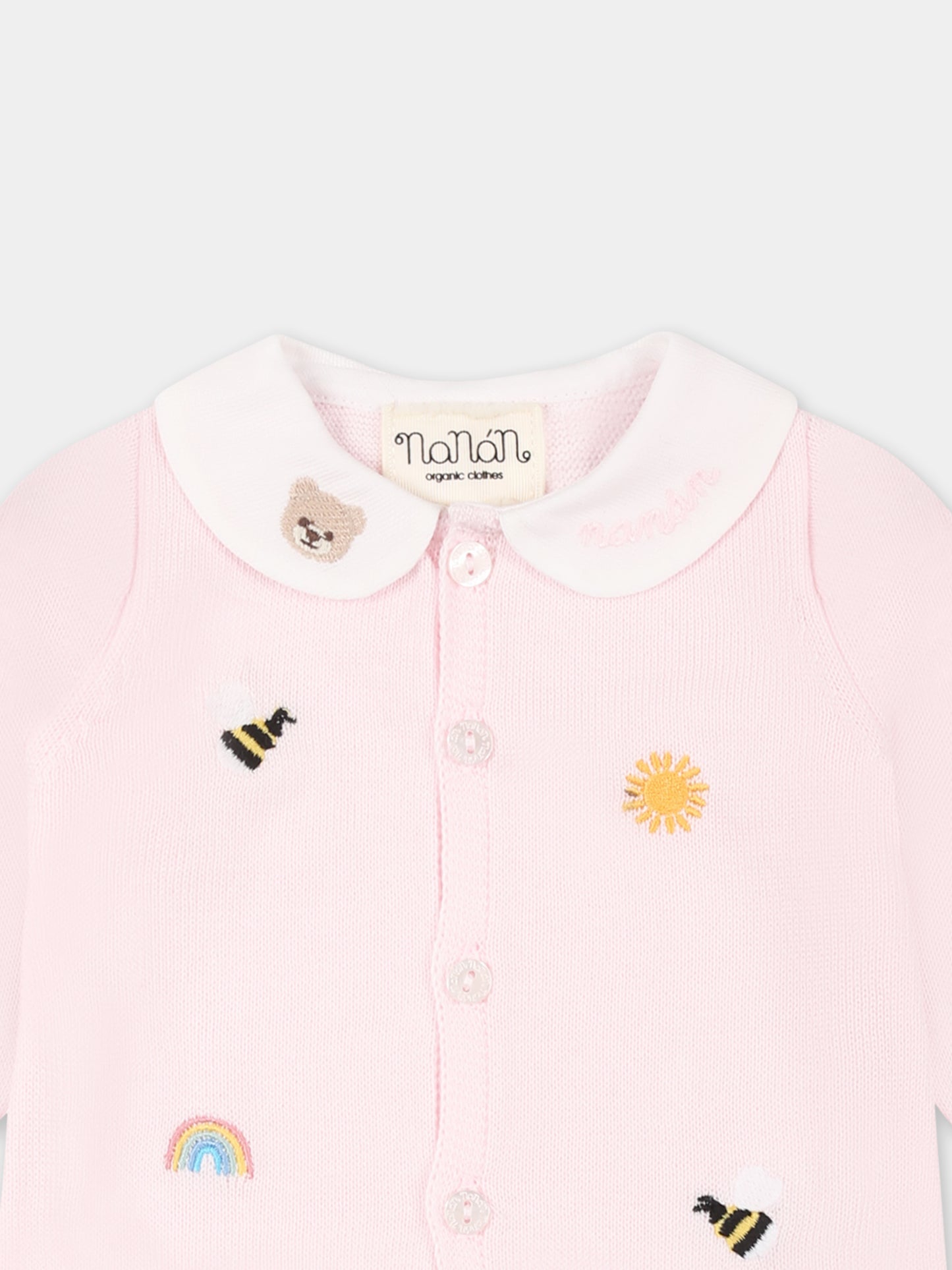 Tutina rosa per neonata con api e logo,Nanán,E25002R