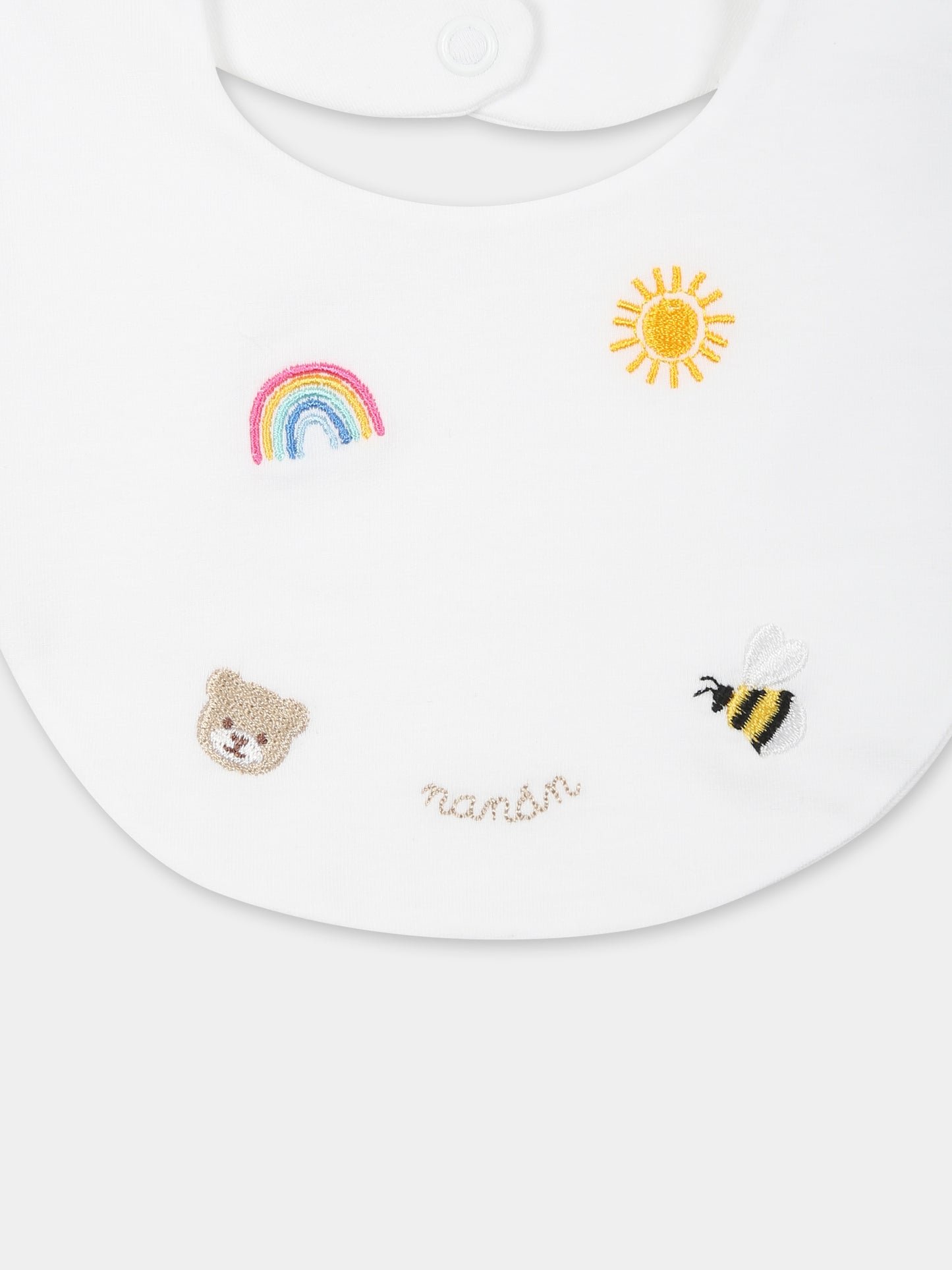 White bib for babykids with bee