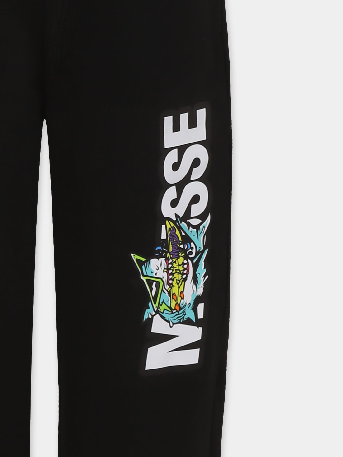 Pantaloni neri per bambino con logo,Mousse Kids,SKPC382B