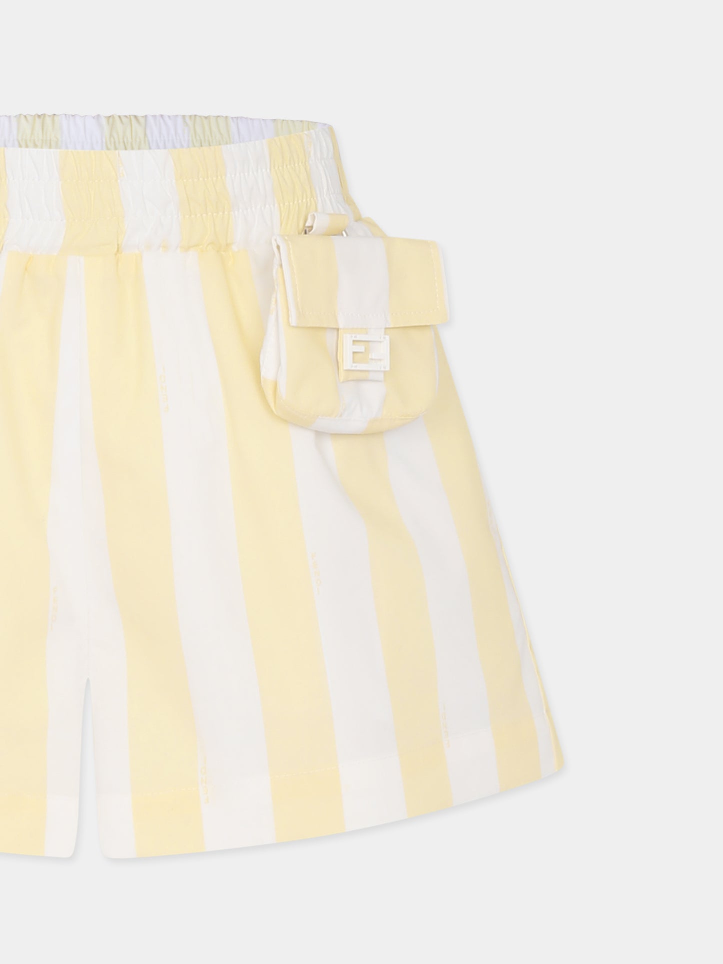 Yellow shorts for girl with pequin print