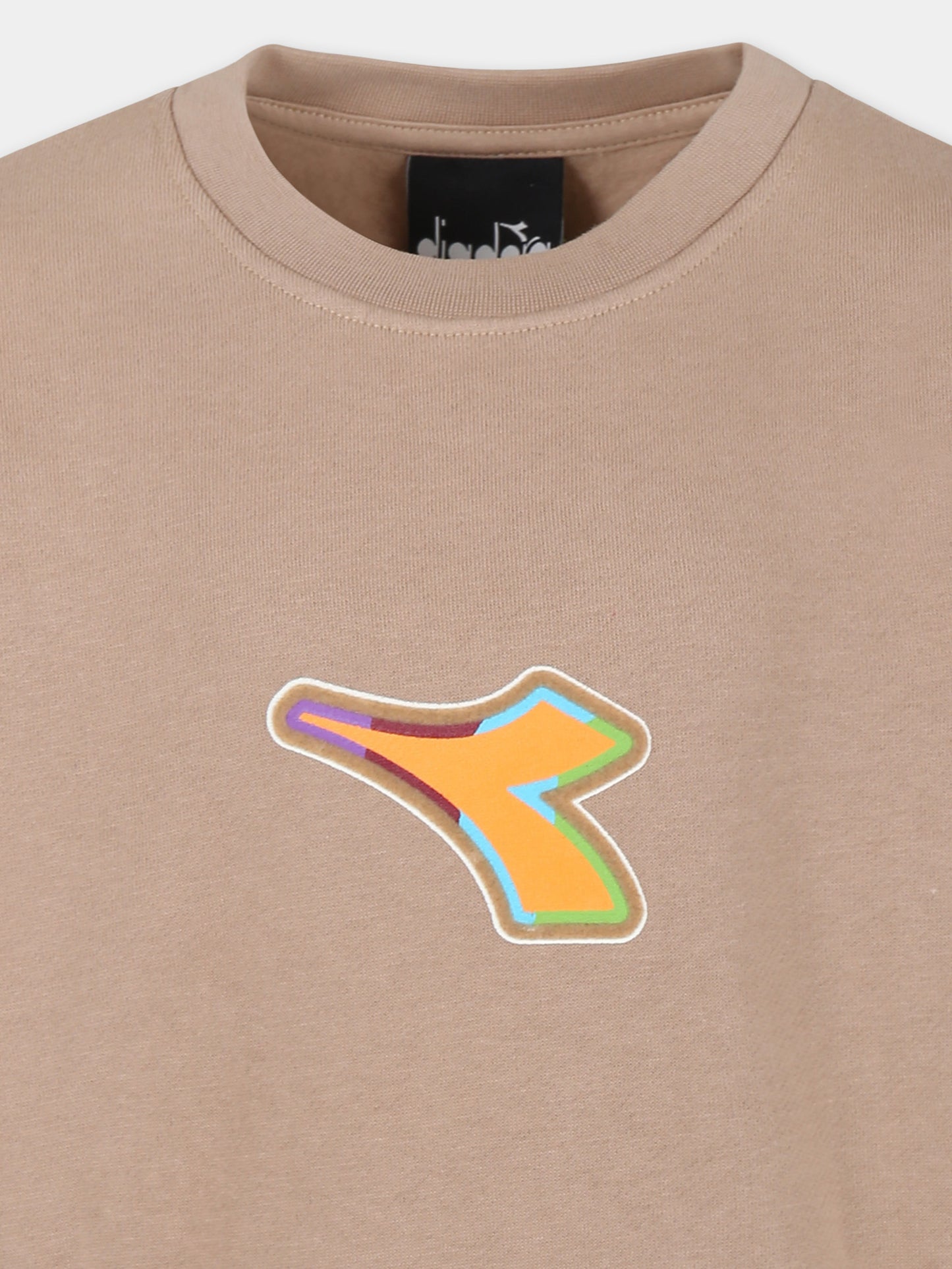 Felpa beige per bambino con logo,Diadora Kids,F3DIJBSW009 015