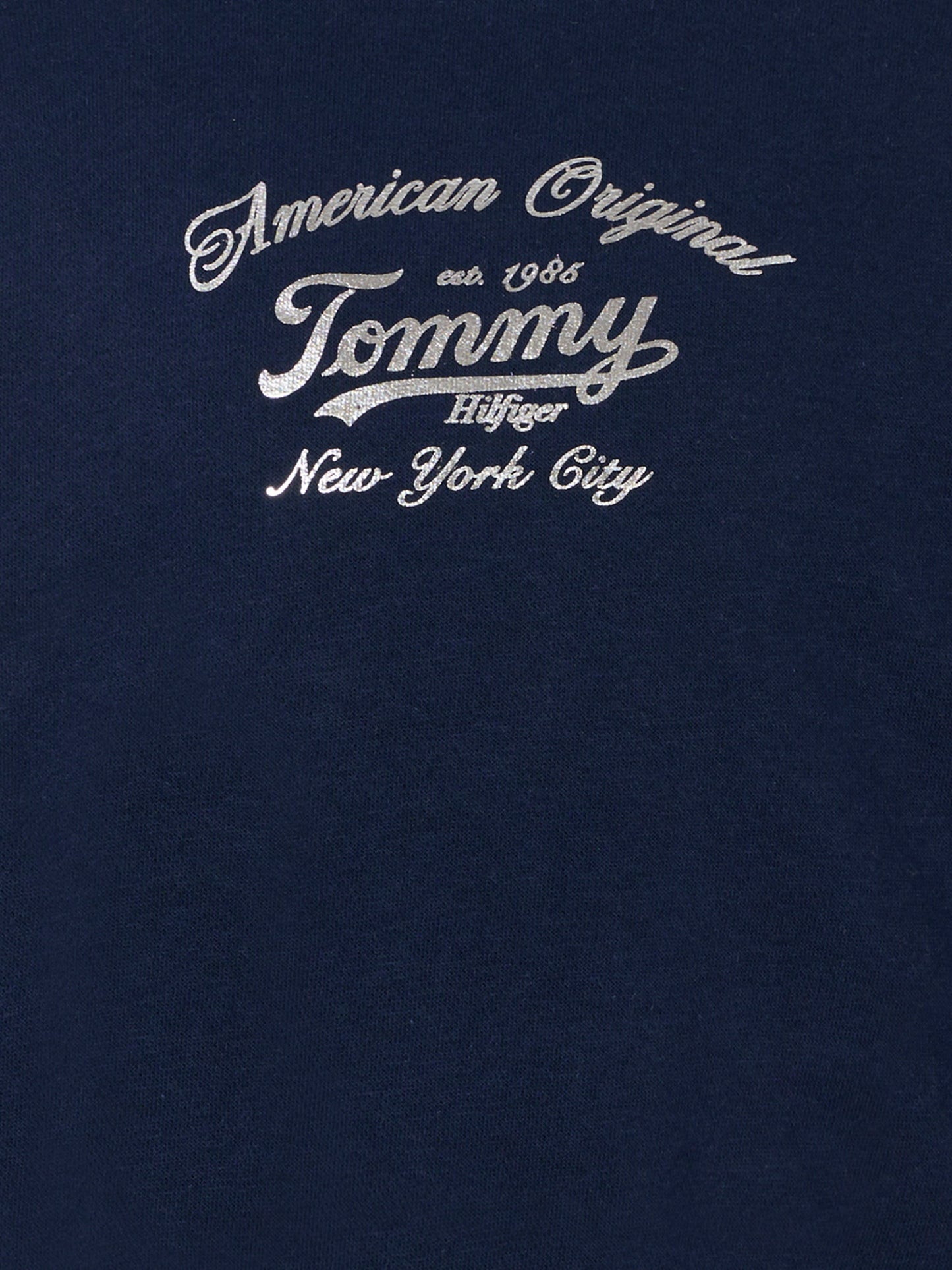 Felpa blu per bambina con logo argentato,Tommy Hilfiger Junior,25CTHKG0KG08683 C1G