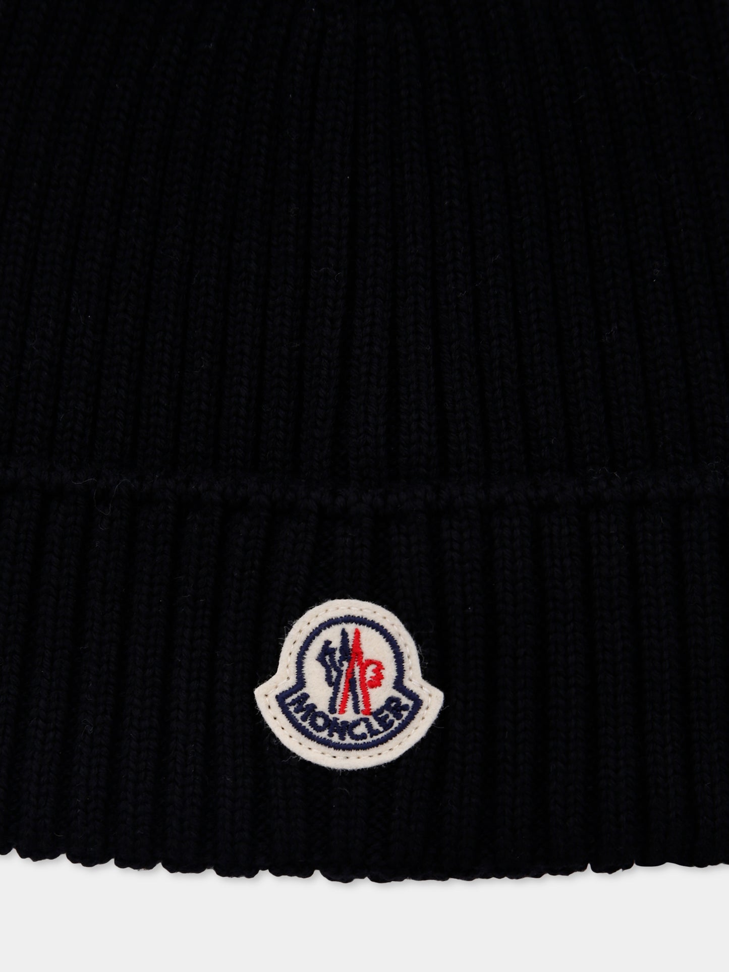 Berretto nero per bambini con logo,Moncler Kids,K2954 - 3B00009 - M1131 999
