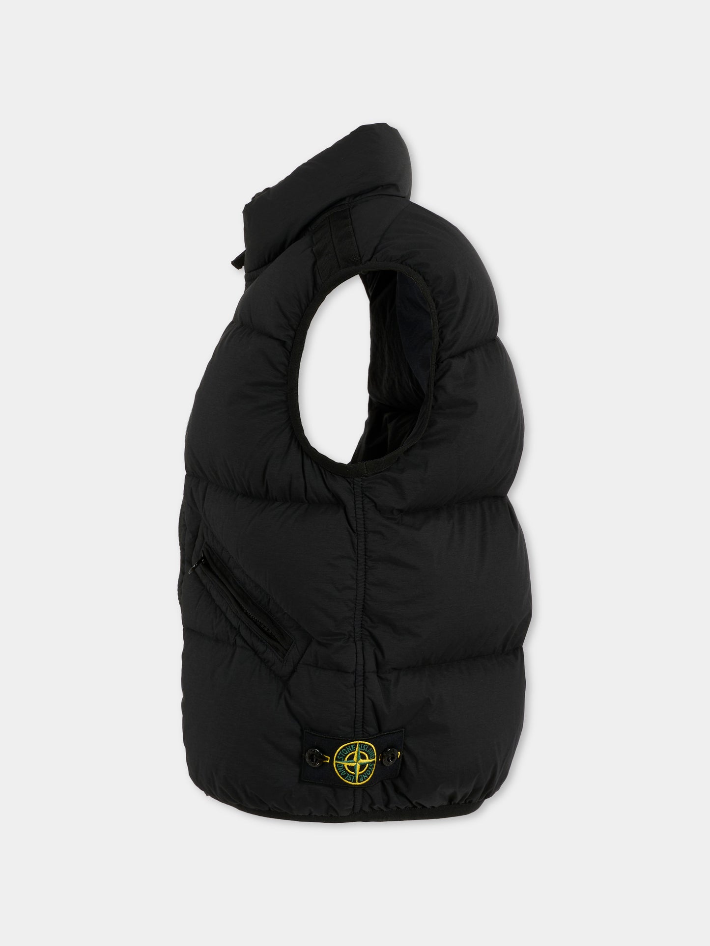 Gilet nero per bambino con bussola,Stone Island Junior,K2S16 G100003 S0028 - V0029