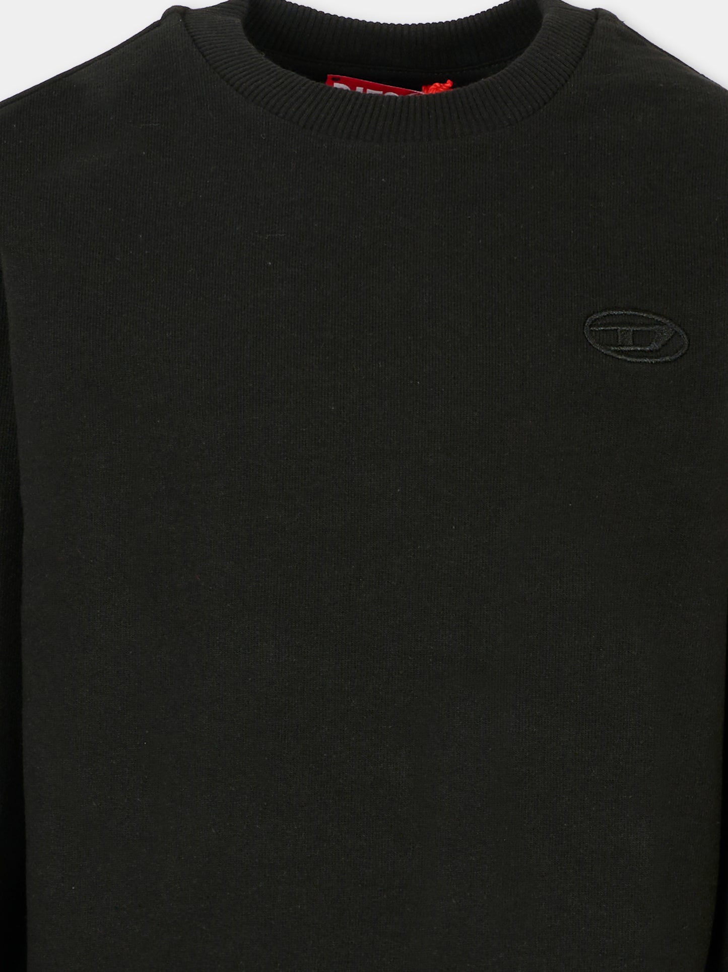 Felpa nera per bambino con logo ricamato,Diesel,J02274-0GYCJ-K900