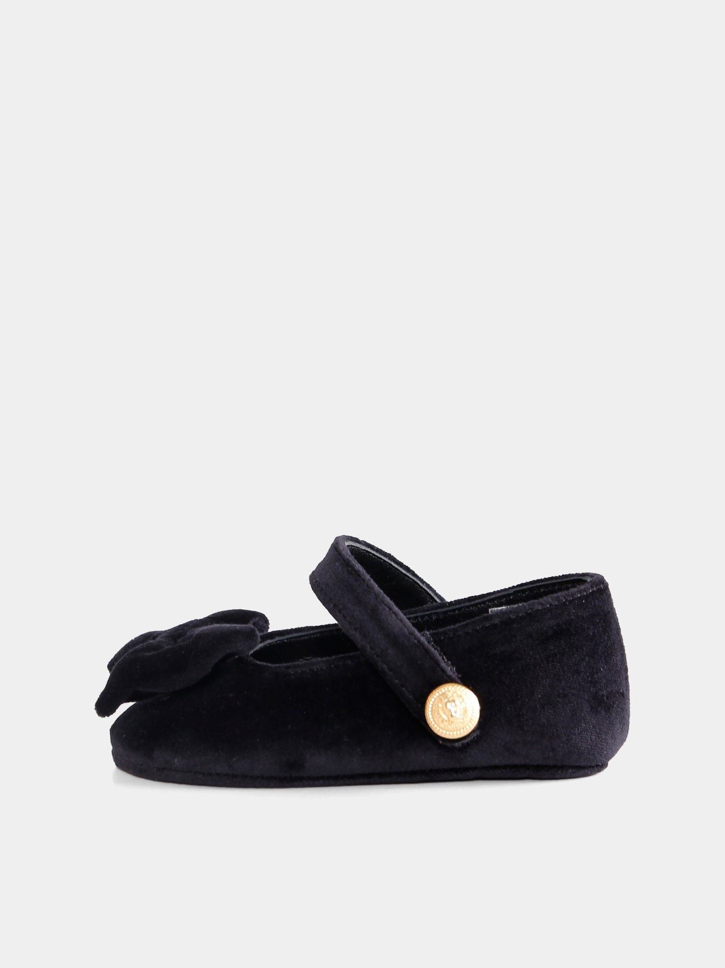 Ballerine nere per neonata con fiocco,Balmain Kids,BX0006-V0082 930OR