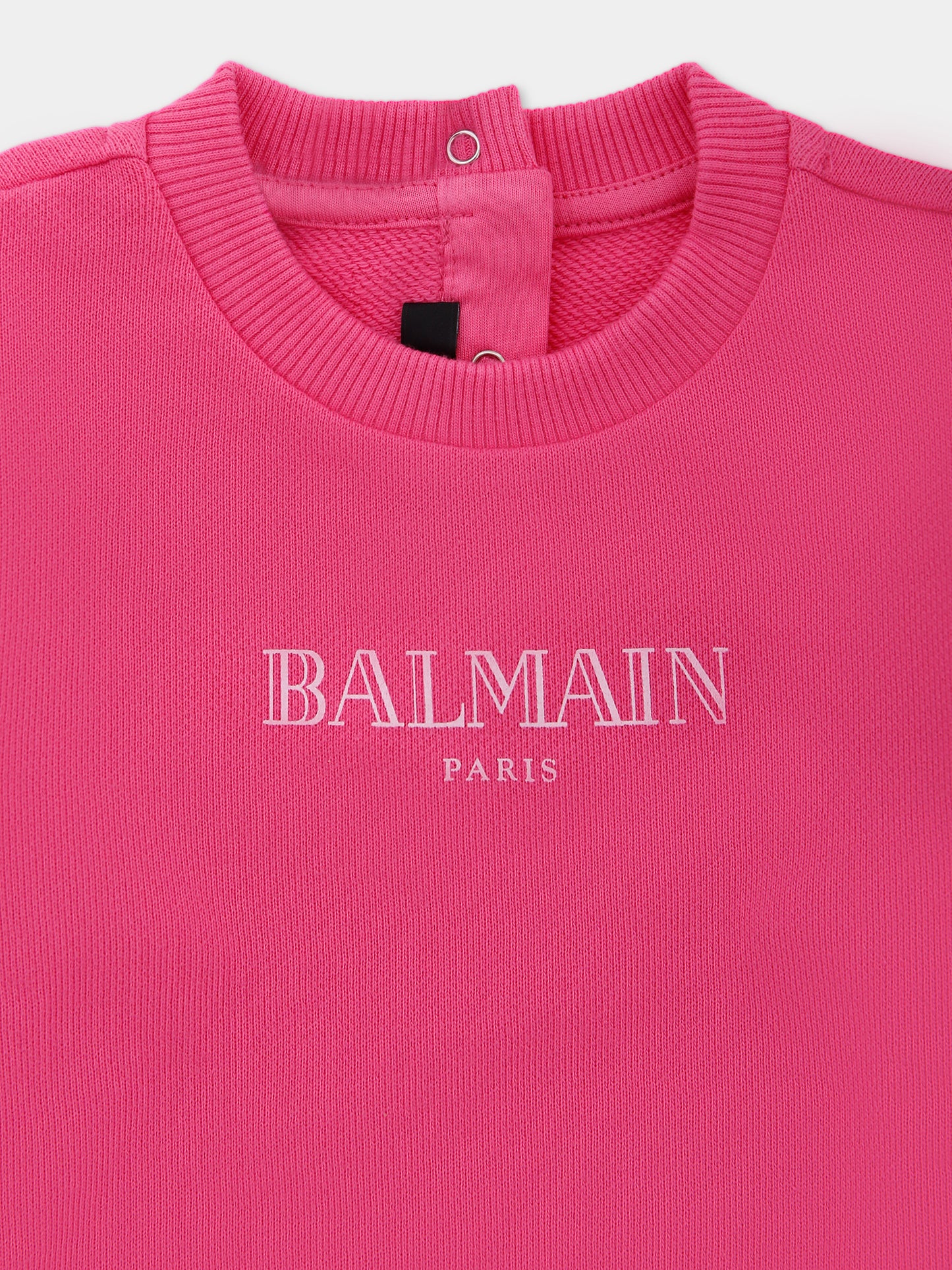 Felpa rosa per neonata con logo,Balmain Kids,BX4010-Z3183 51PRS