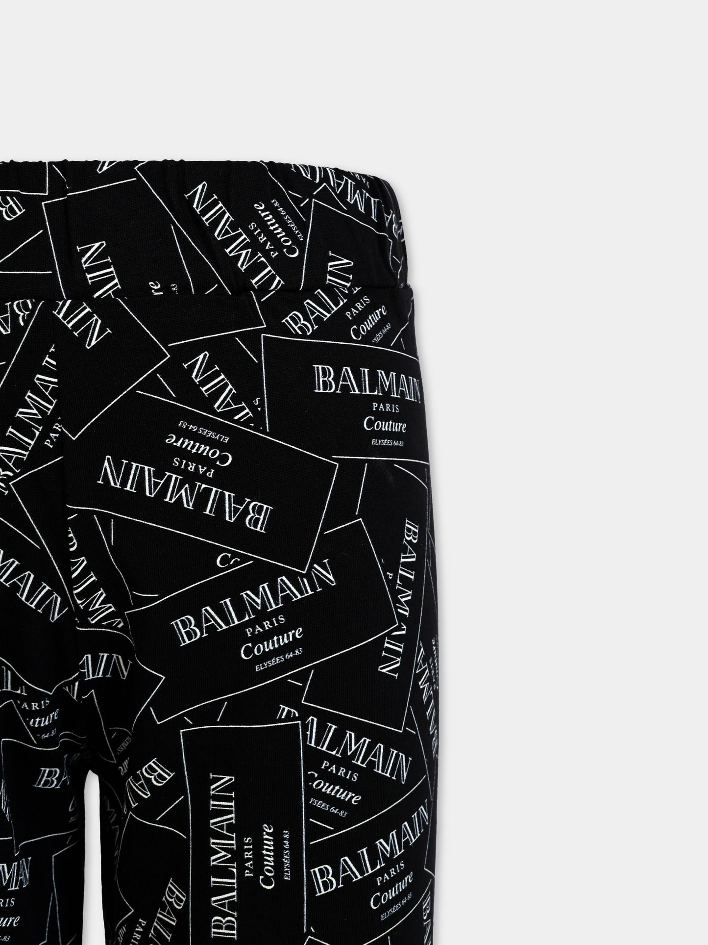 Leggings neri per bambina con logo,Balmain Kids,BX6C00-Z3332 930BC