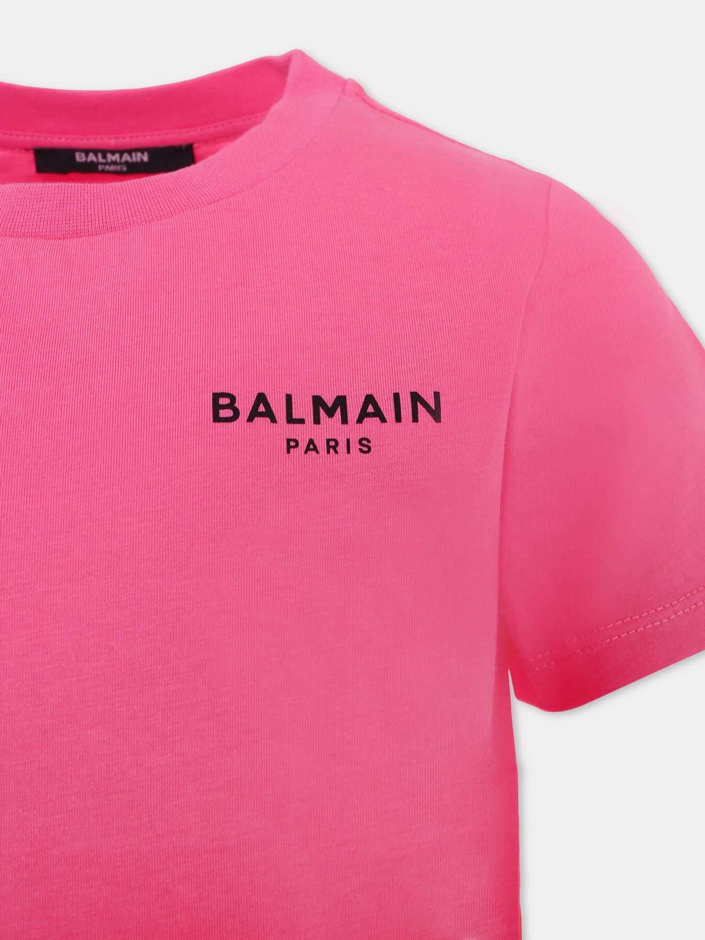 T-shirt rosa per bambina con logo,Balmain Kids,BX8P11-Z3186 51PNE