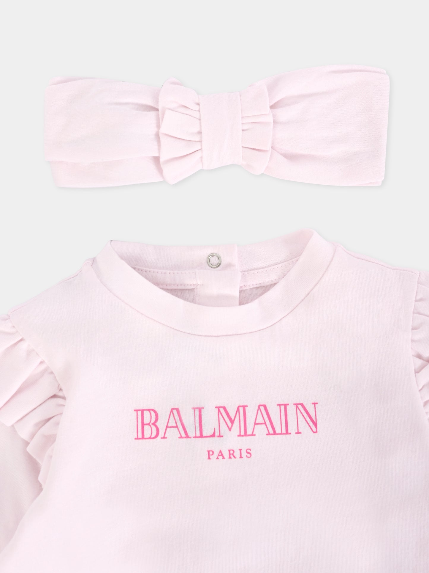 Set tutina rosa per neonata con logo,Balmain Kids,BXB00A-Z3186 500FU