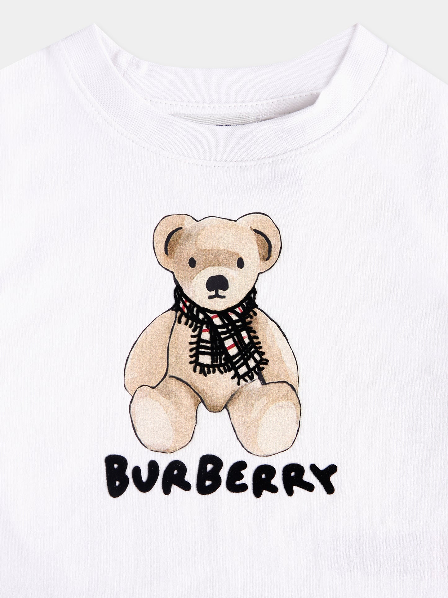 T-shirt bianca per neonati con orsetto e logo,Burberry Kids,8112507 A1464