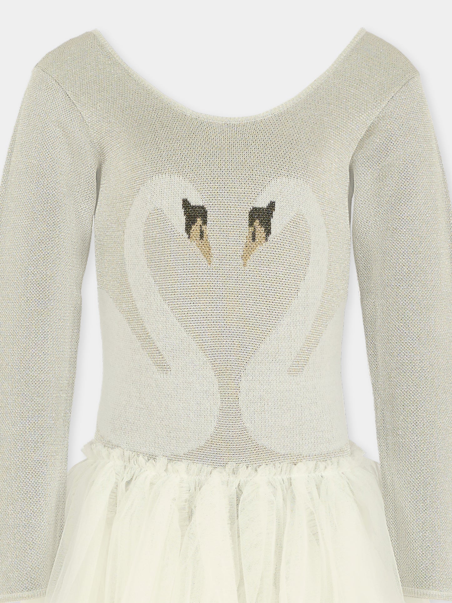 Vestito argento per bambina con cigni,Stella Mccartney Kids,TX1E60 Z3389 925