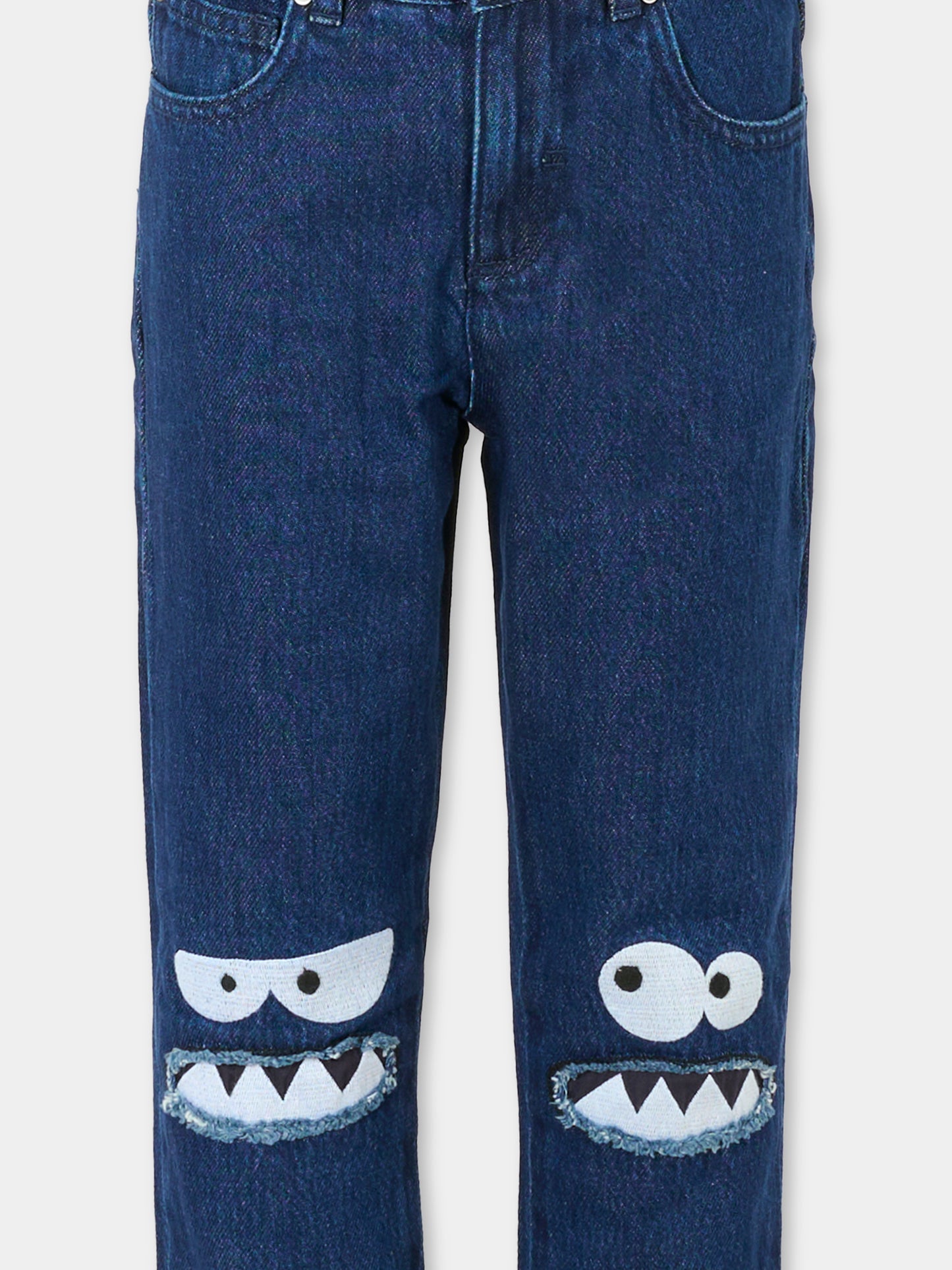 Jeans blu per bambino con mostro,Stella Mccartney Kids,TX6Q00 Z0746 620