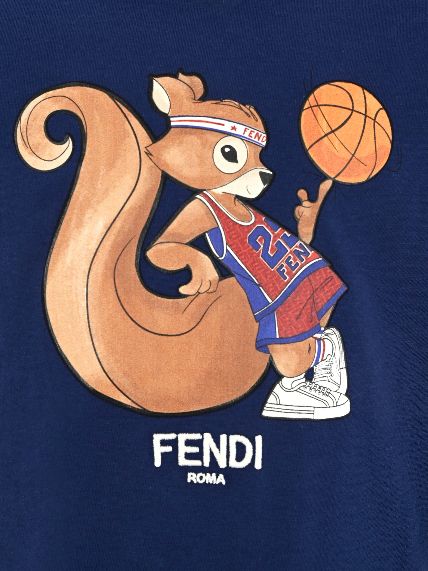 T-shirt blu per bambini con scoiattolo,Fendi Kids,JUI195 7AJ F1I11