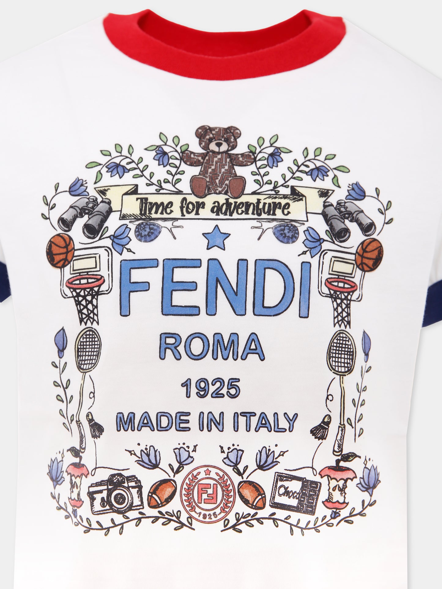 T-shirt bianca con logo per bambino,Fendi Kids,JMI489 7AJ F0TU9