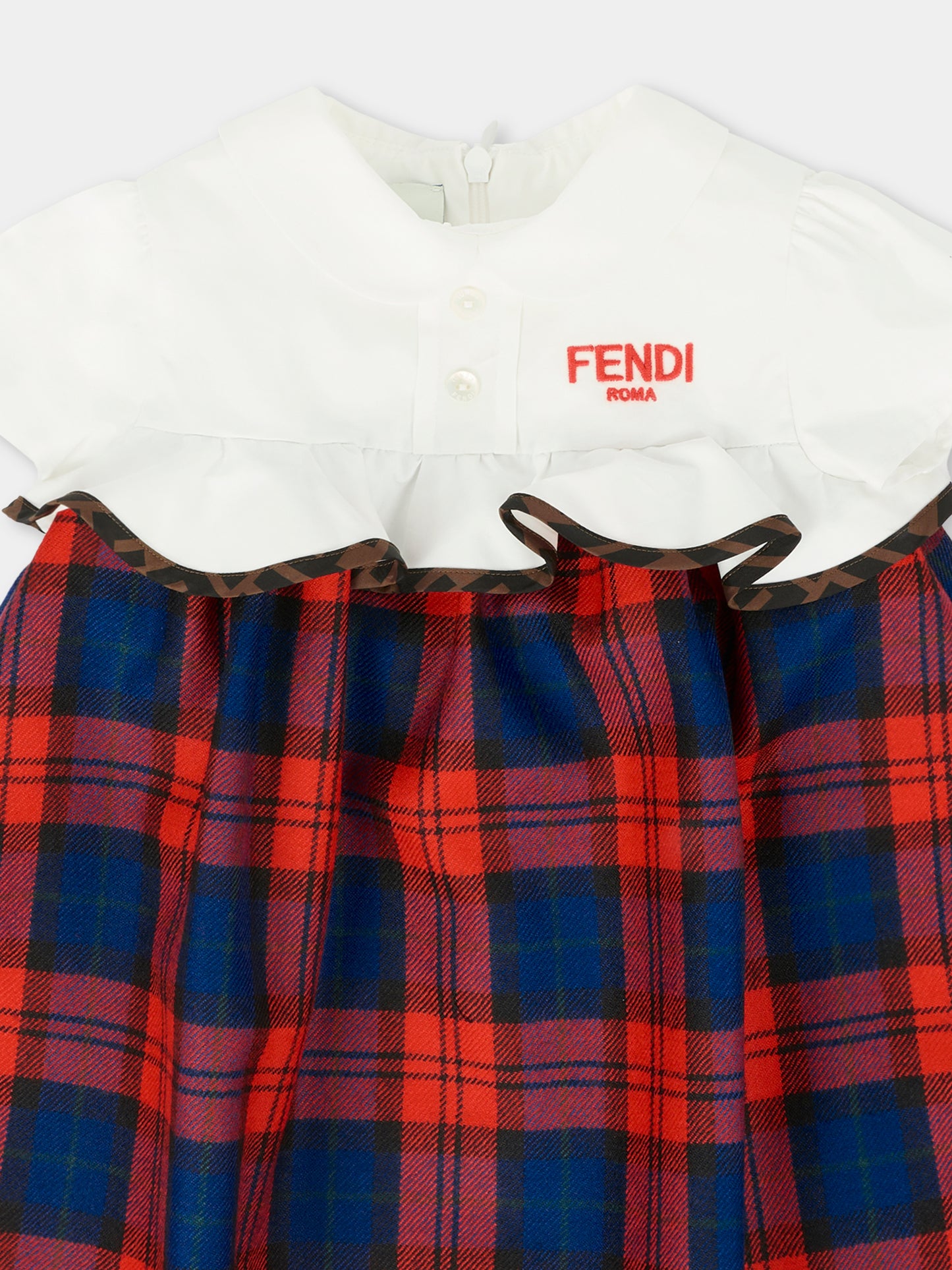 Vestito rosso per neonata con logo,Fendi Kids,BFB565 AUKJ F1SAX