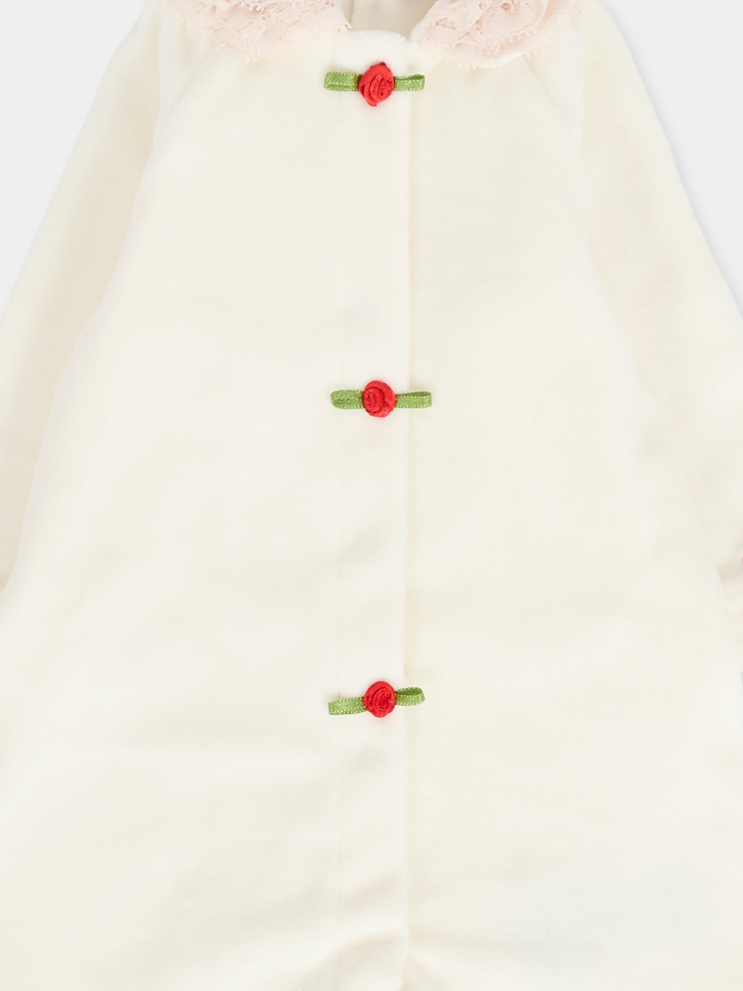 Tutina avorio per neonata con roselline,Monnalisa,35F209 6002 0143