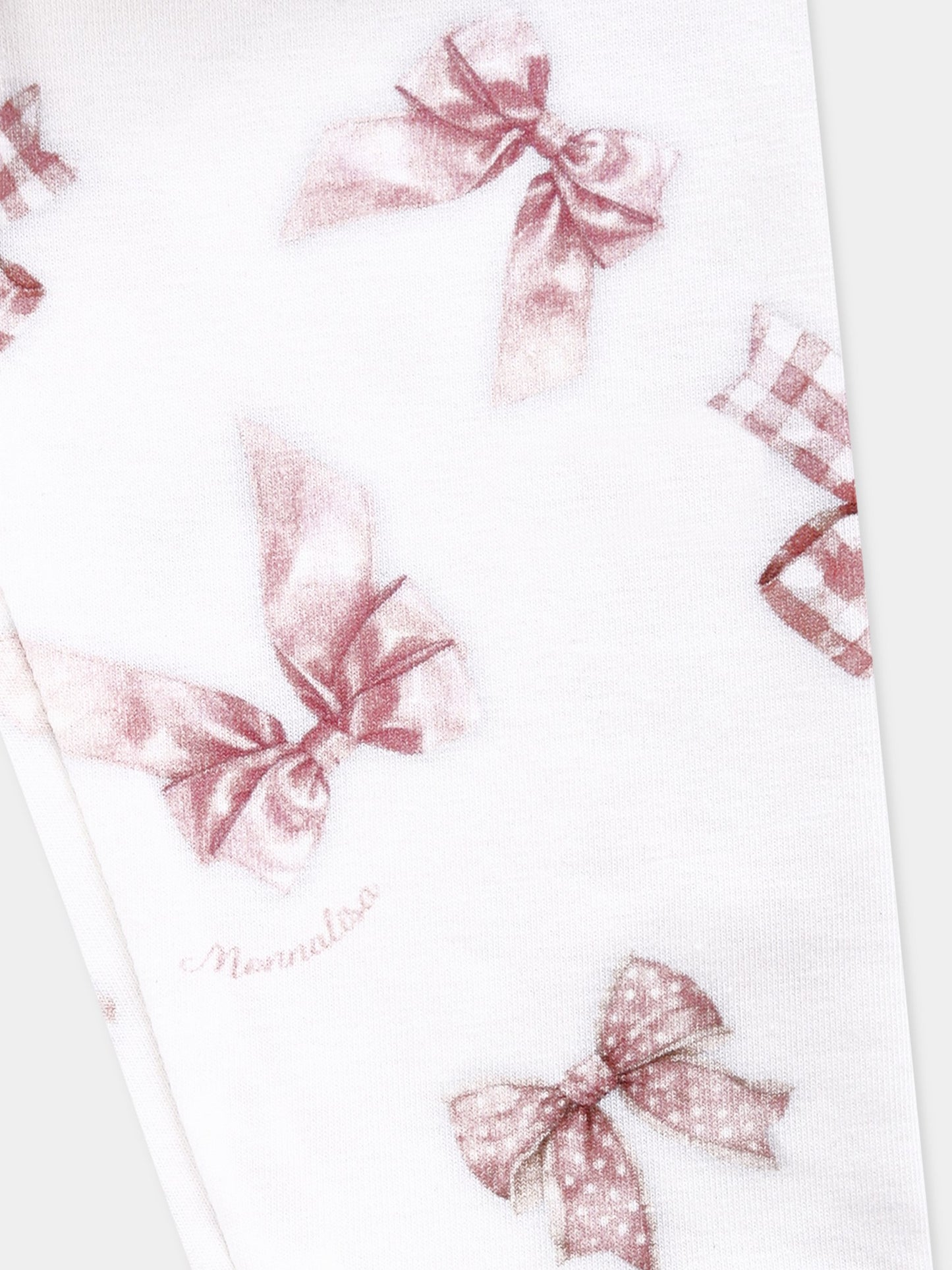 Leggings bianchi per neonata con fiocchi,Monnalisa,31F403 6650 0001