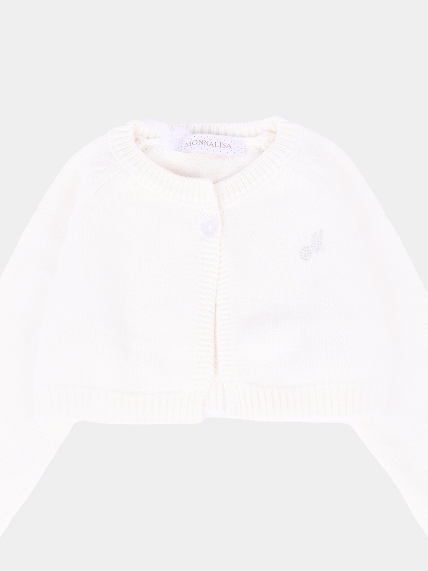 Cardigan avorio per neonata con logo,Monnalisa,73F800 6060 0001