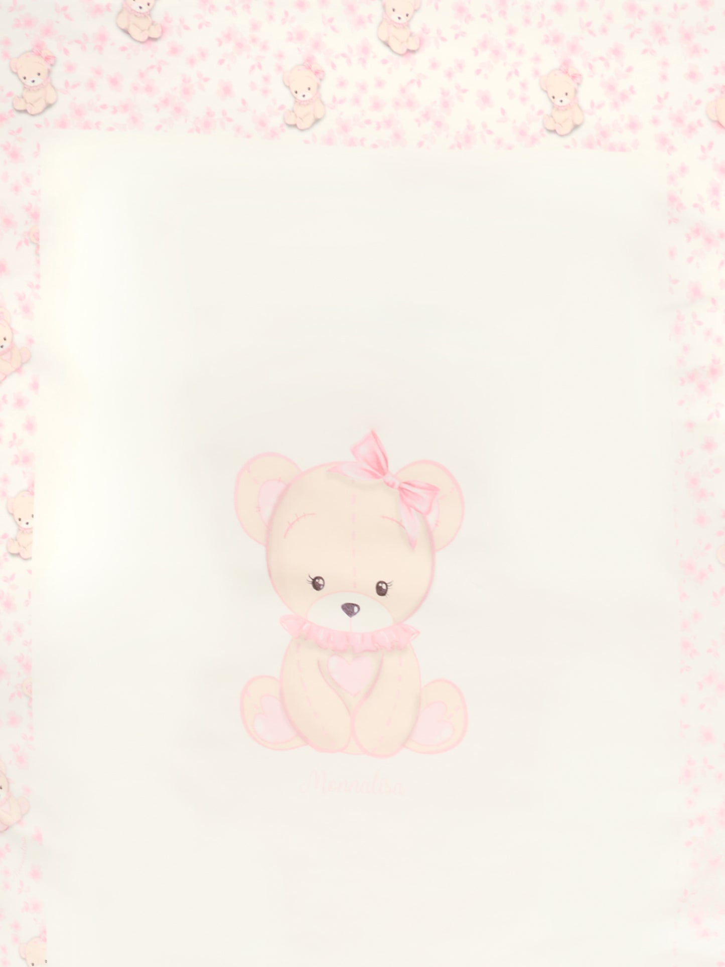 Coperta avorio per neonata con orsetto rosa,Monnalisa,35F006 6000 0191