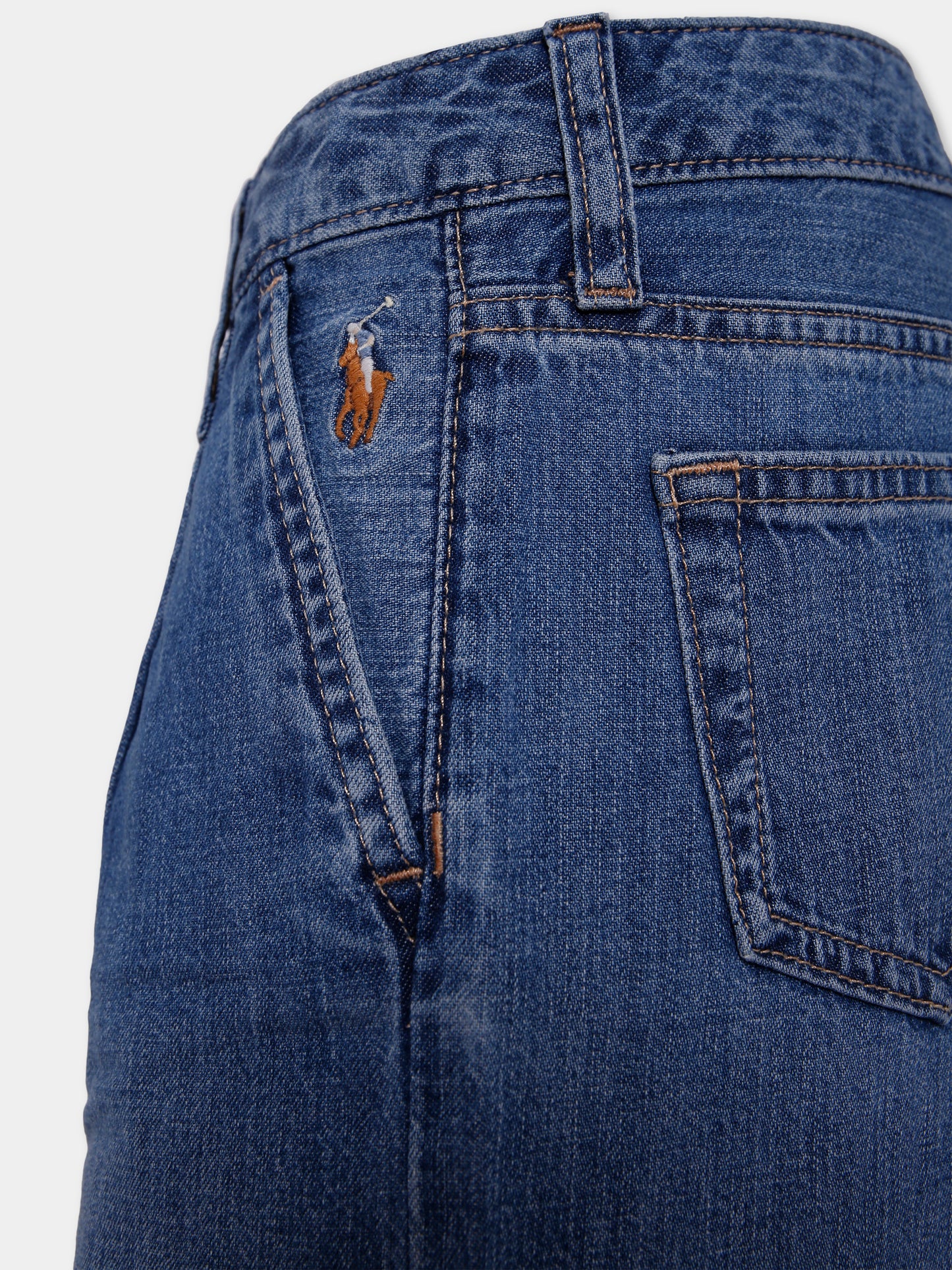 Jeans denim per bambina con cavallino,Ralph Lauren Kids,970734001