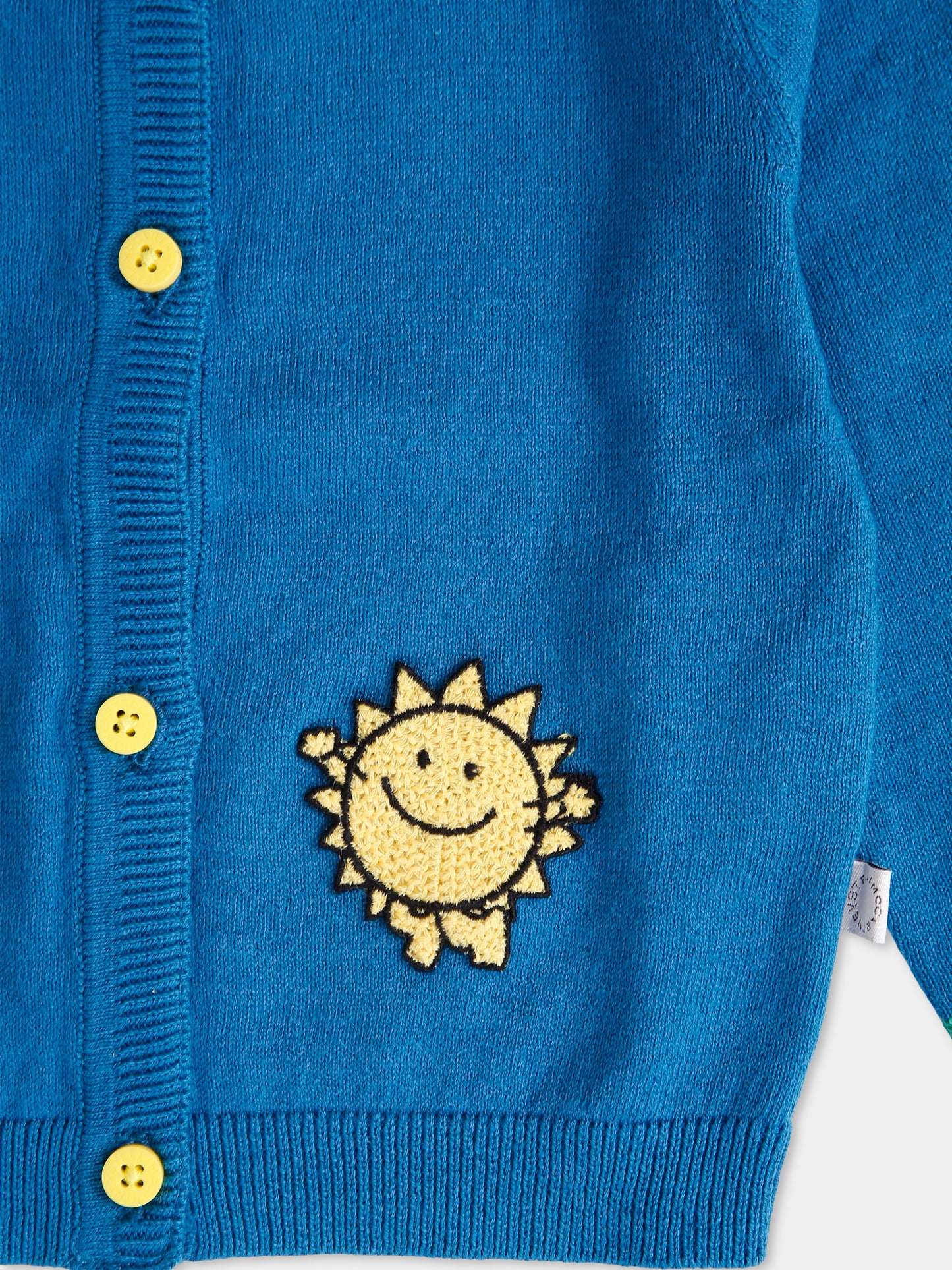 Cardigan blu per neonato con sole e mondo sorridenti,Stella Mccartney Kids,TX9500 Z1528 60P