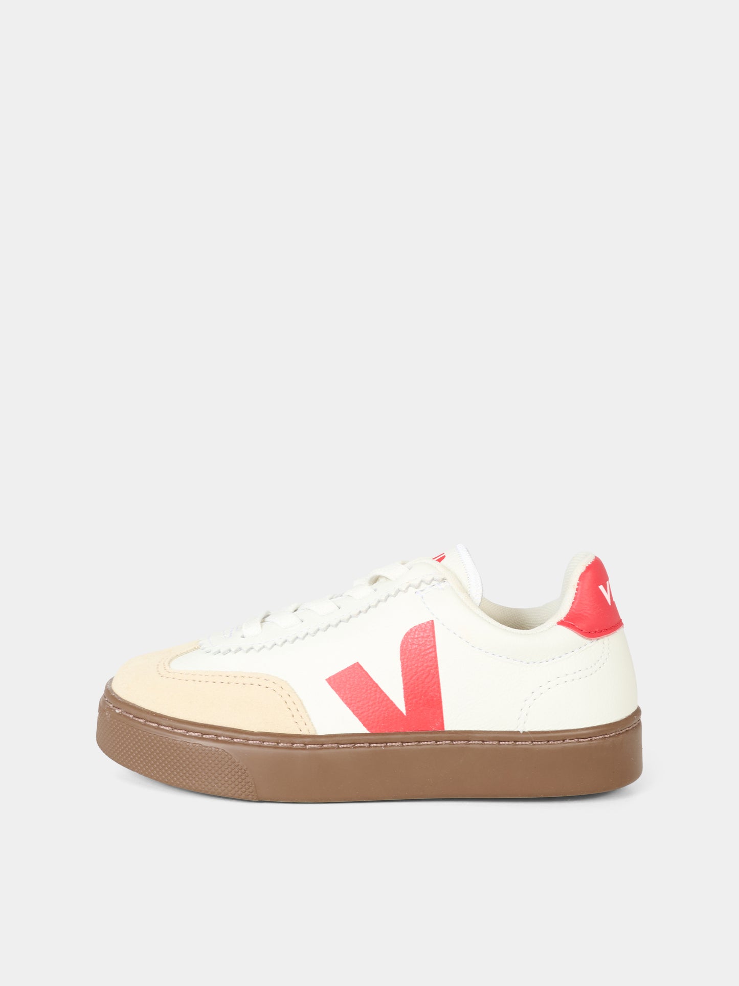 Sneakers bianche per bambini con logo rosso,Veja,SY2021012