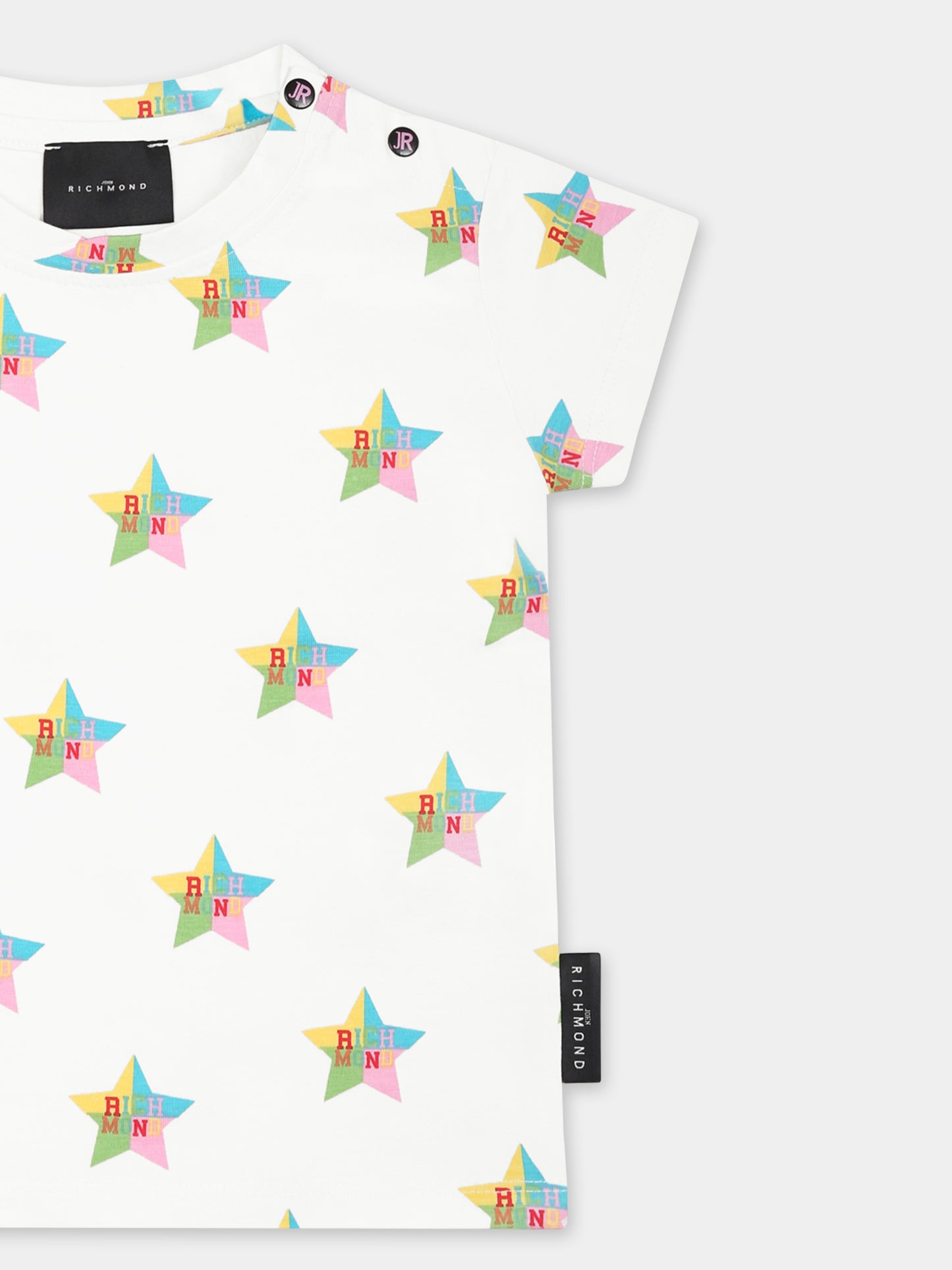 T-shirt bianca per neonata con stelle all over,Richmond,RIP25029TS RICHMOND STARS WHITE