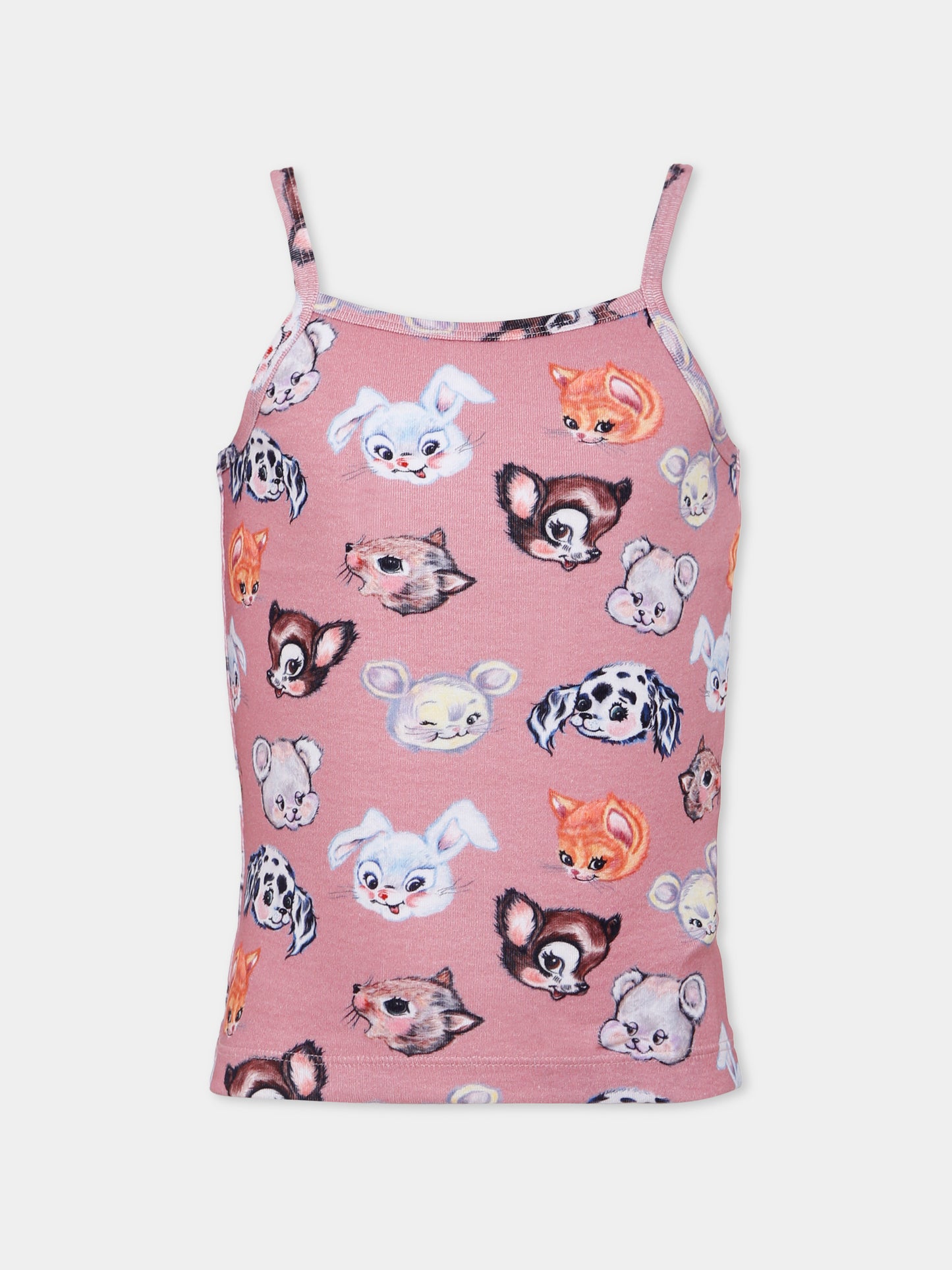 Set canottiere Janice rosa per bambina con animali all over,Molo,2W25Q701 9467