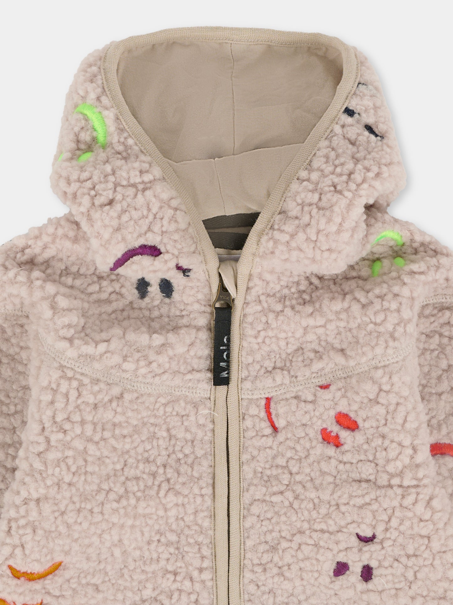 Ecopelliccia Ummi beige per neonati con smile all over,Molo,5W25L205 9448