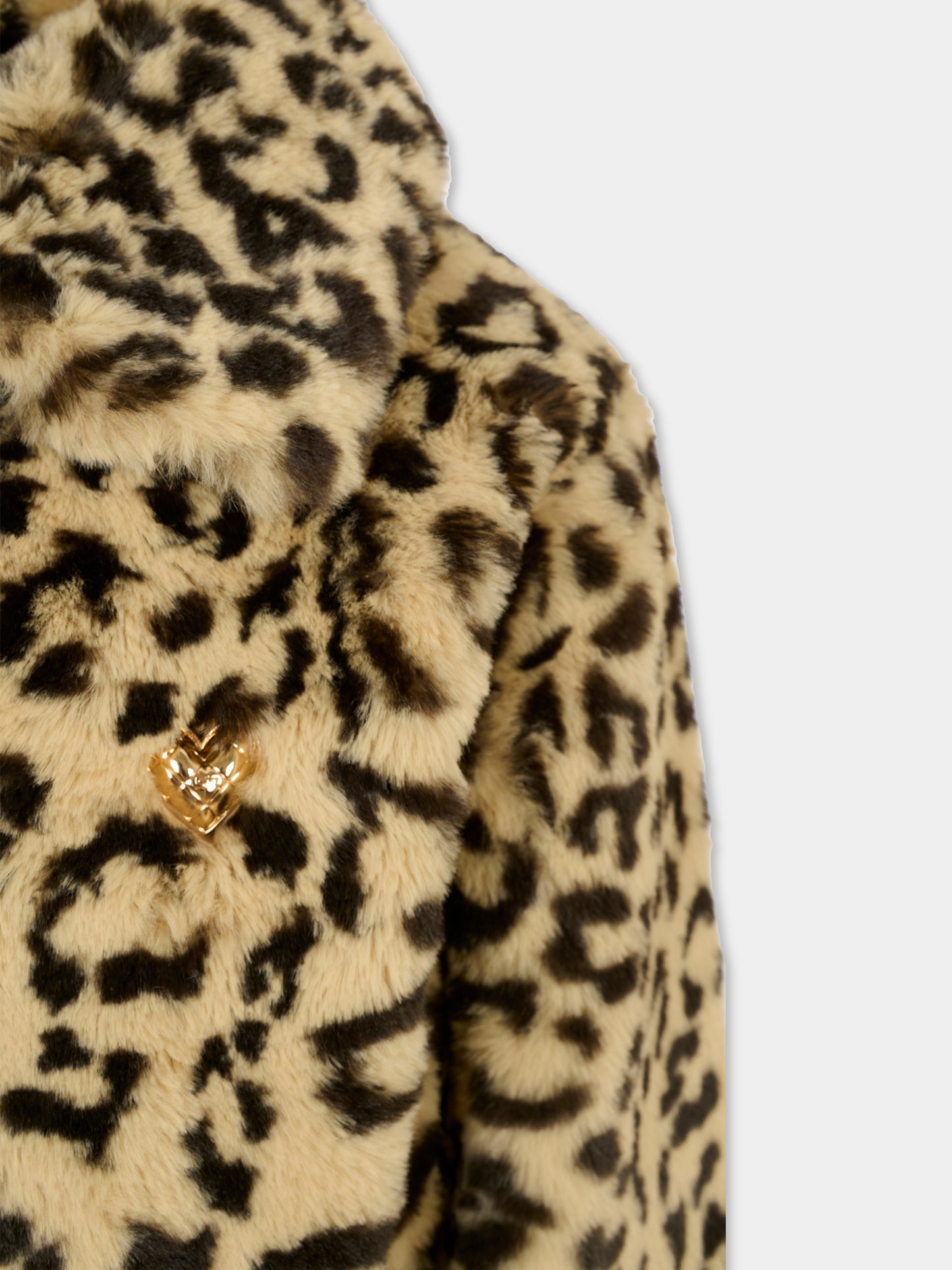 Ecopelliccia marrone per bambina con stampa animalier,Sonia Rykiel Paris,A00360 Z47