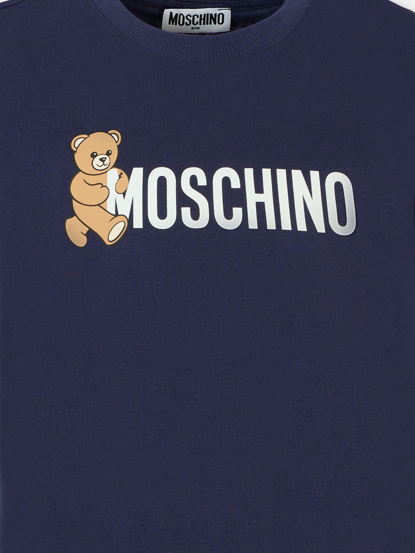 T-shirt blu per bambini con Teddy Bear e logo,Moschino Kids,HPM058 LAA34 40016
