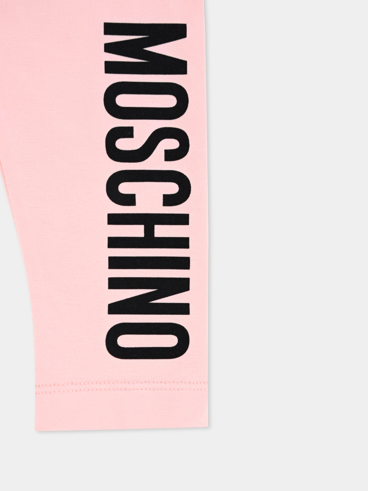 Leggings rosa per neonata con logo,Moschino Kids,MDP03H LBA11 50209