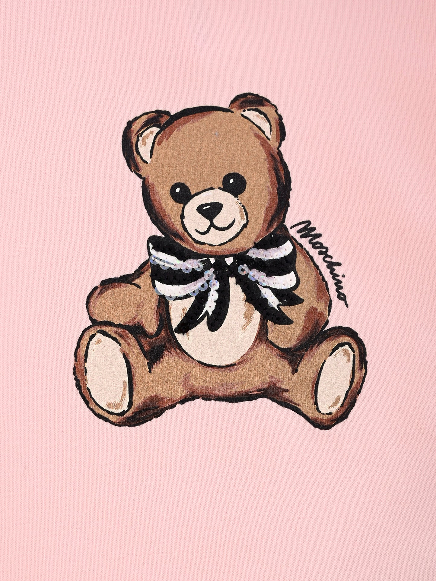 T-shirt rosa per neonata con Teddy Bear e paillettes,Moschino Kids,MEO001 LBA11 50209