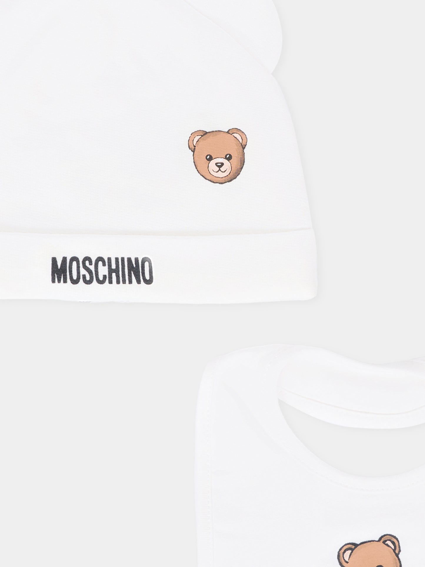 Set avorio per neonati con Teddy Bear e logo,Moschino Kids,MUY08L LCA40 10063