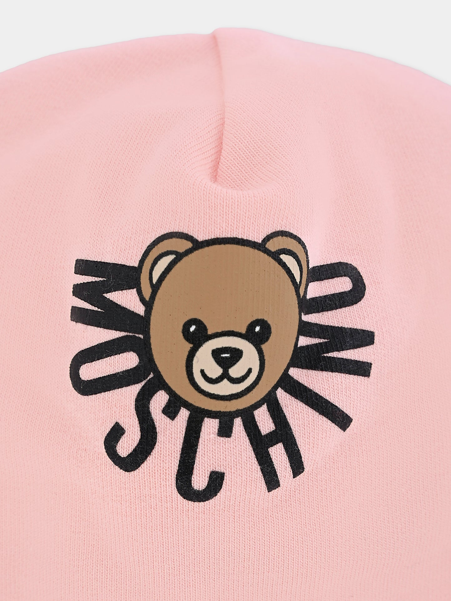 Berretto rosa per neonata con Teddy Bear,Moschino Kids,MXX031 LDA17 50209