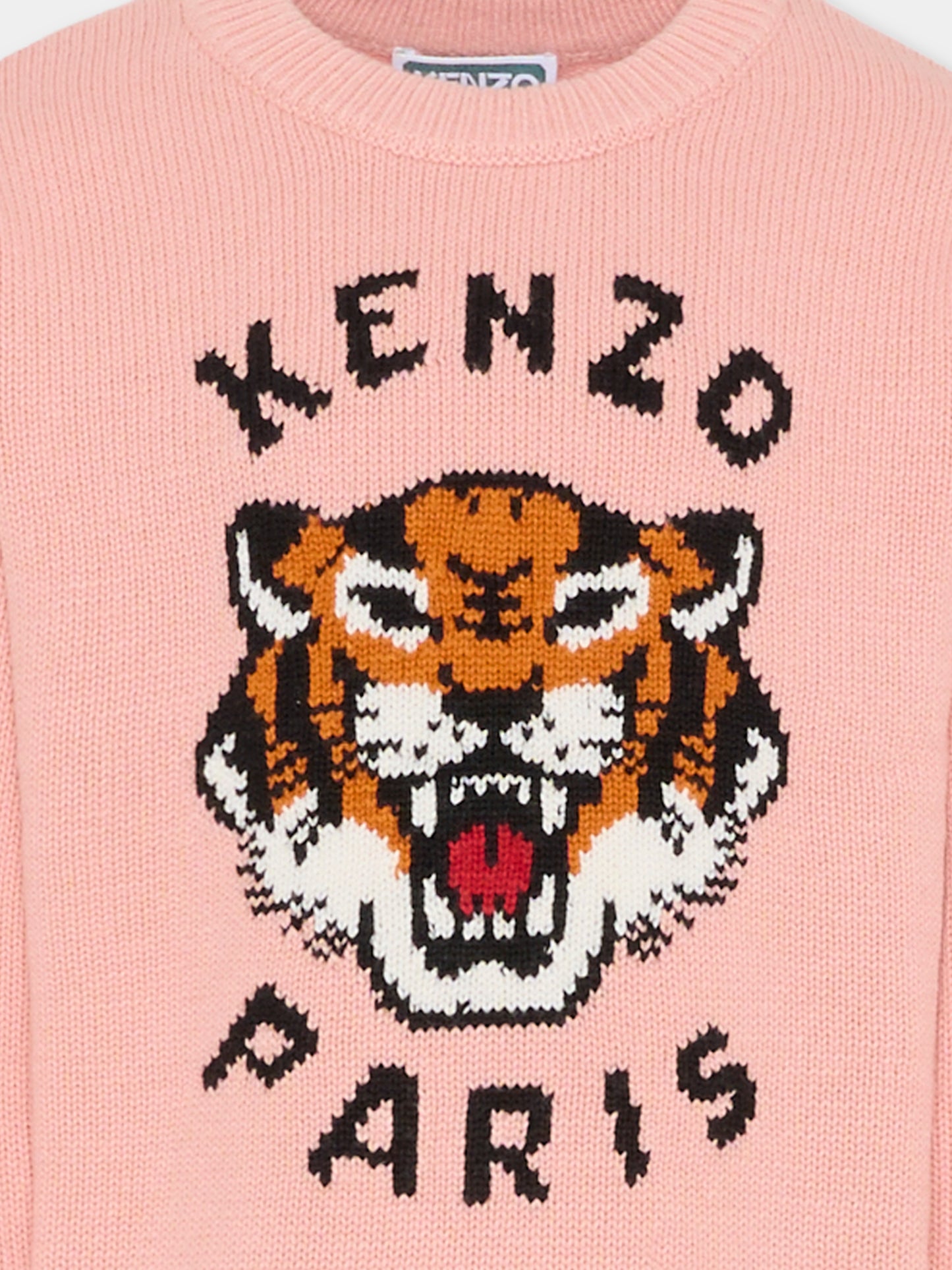 Maglione rosa per bambina con Lucky Tiger,Kenzo Kids,K61334 47H