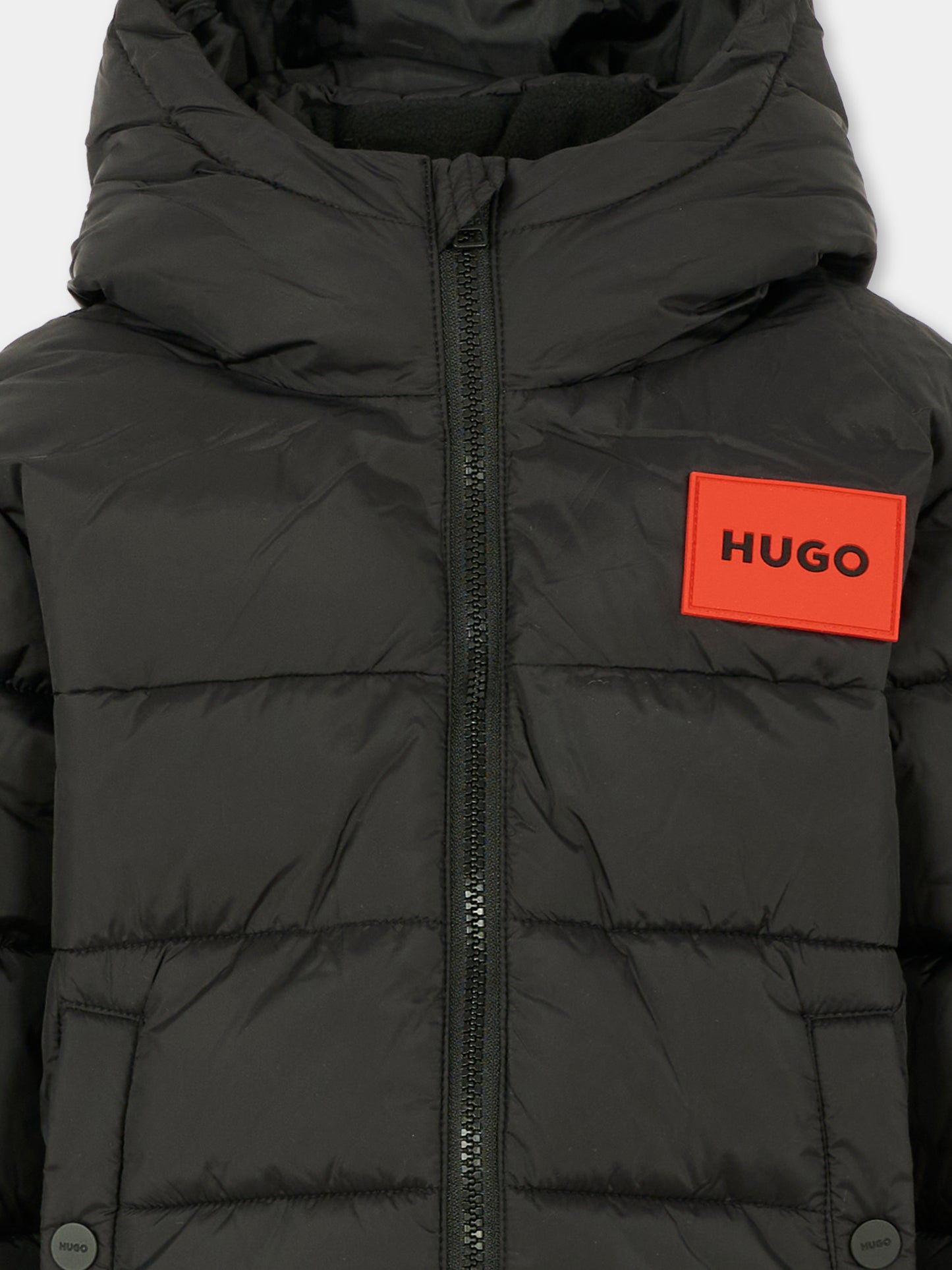 Piumino nero per bambino con logo,Hugo,G00484 09B
