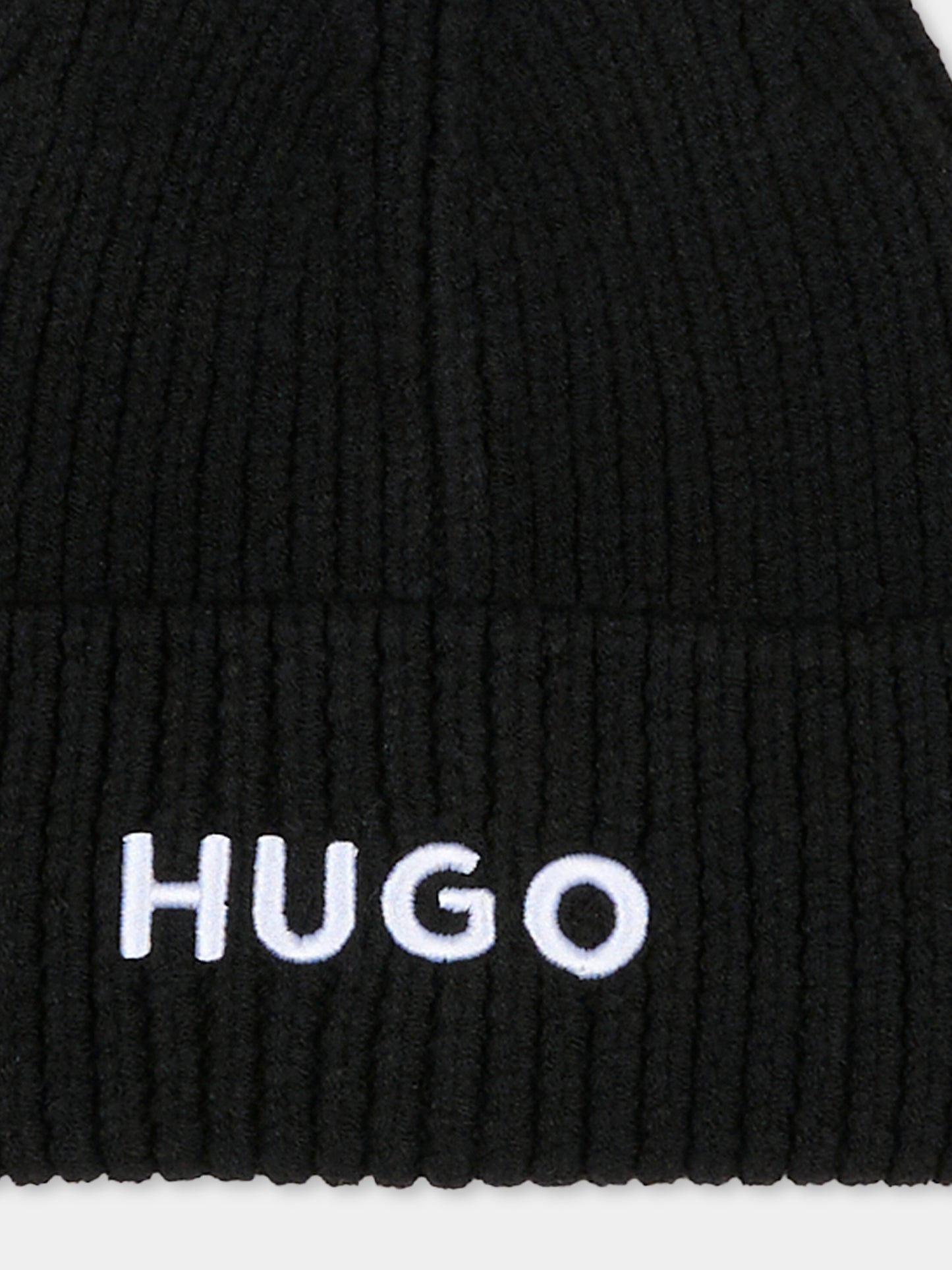 Berretto nero per bambino con logo,Hugo,G00545 09B