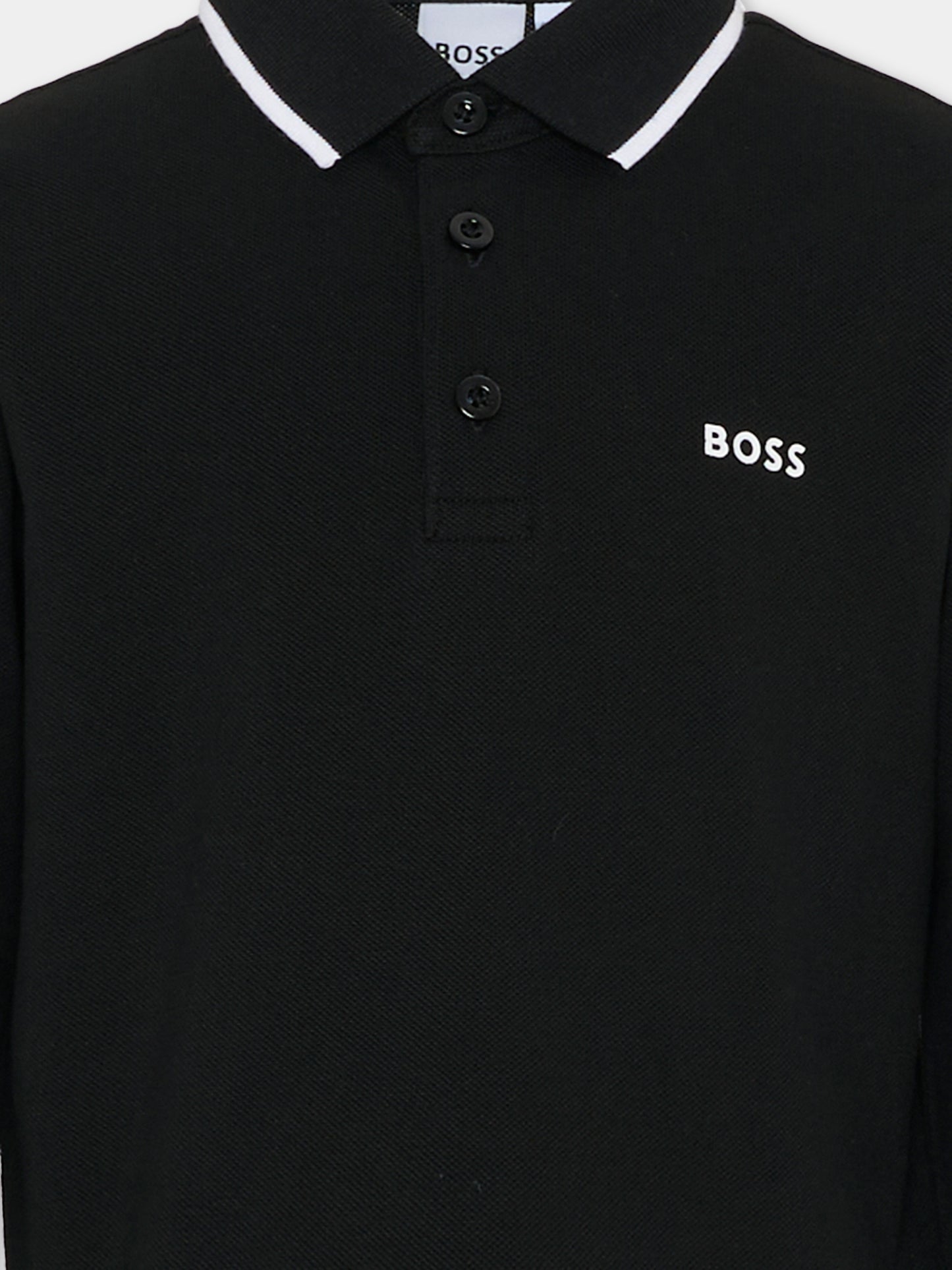 Polo nera per bambino con logo,Boss,J52330 09B