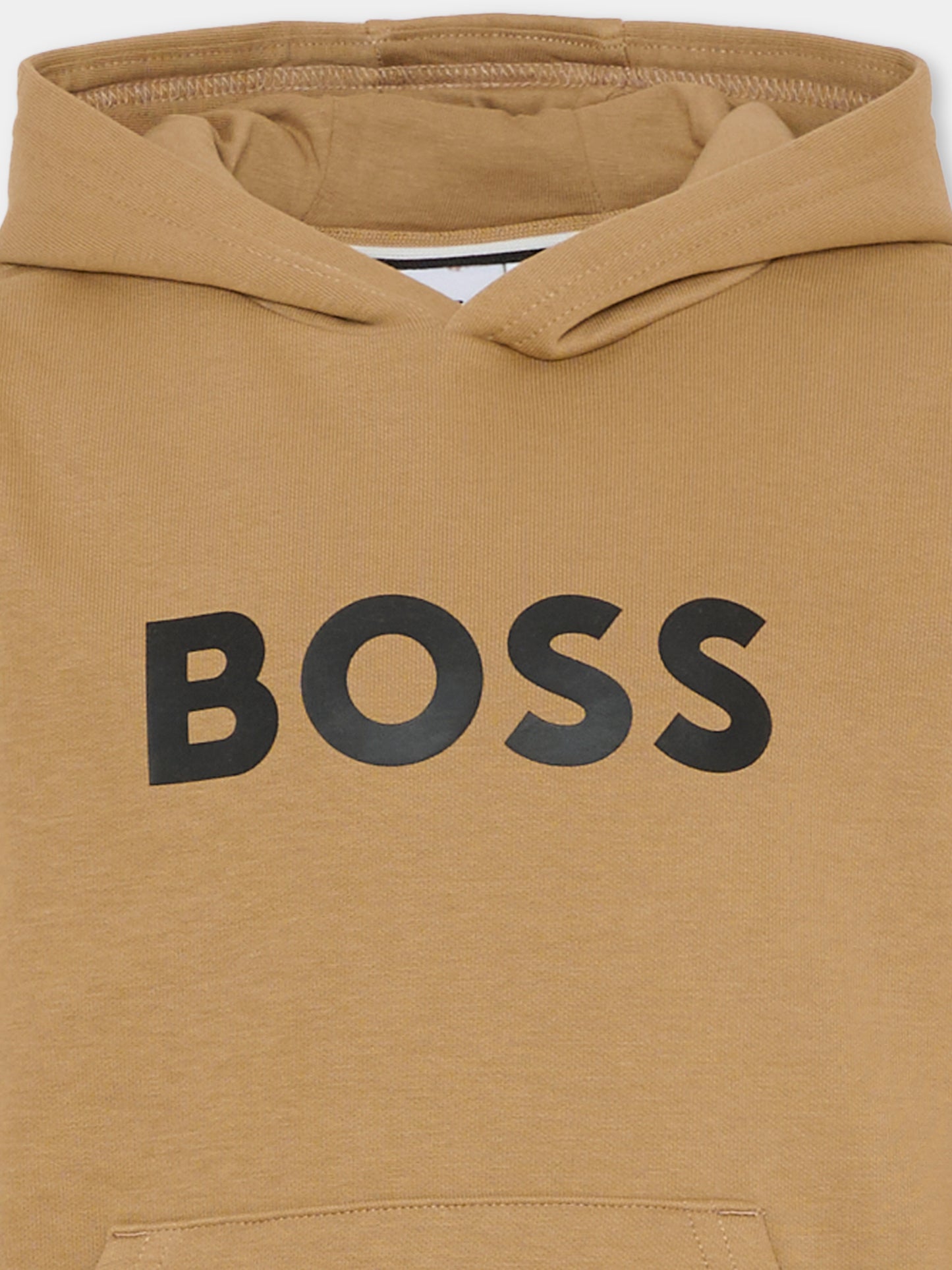 Felpa beige per bambino con logo bianco,Boss,J52351 269